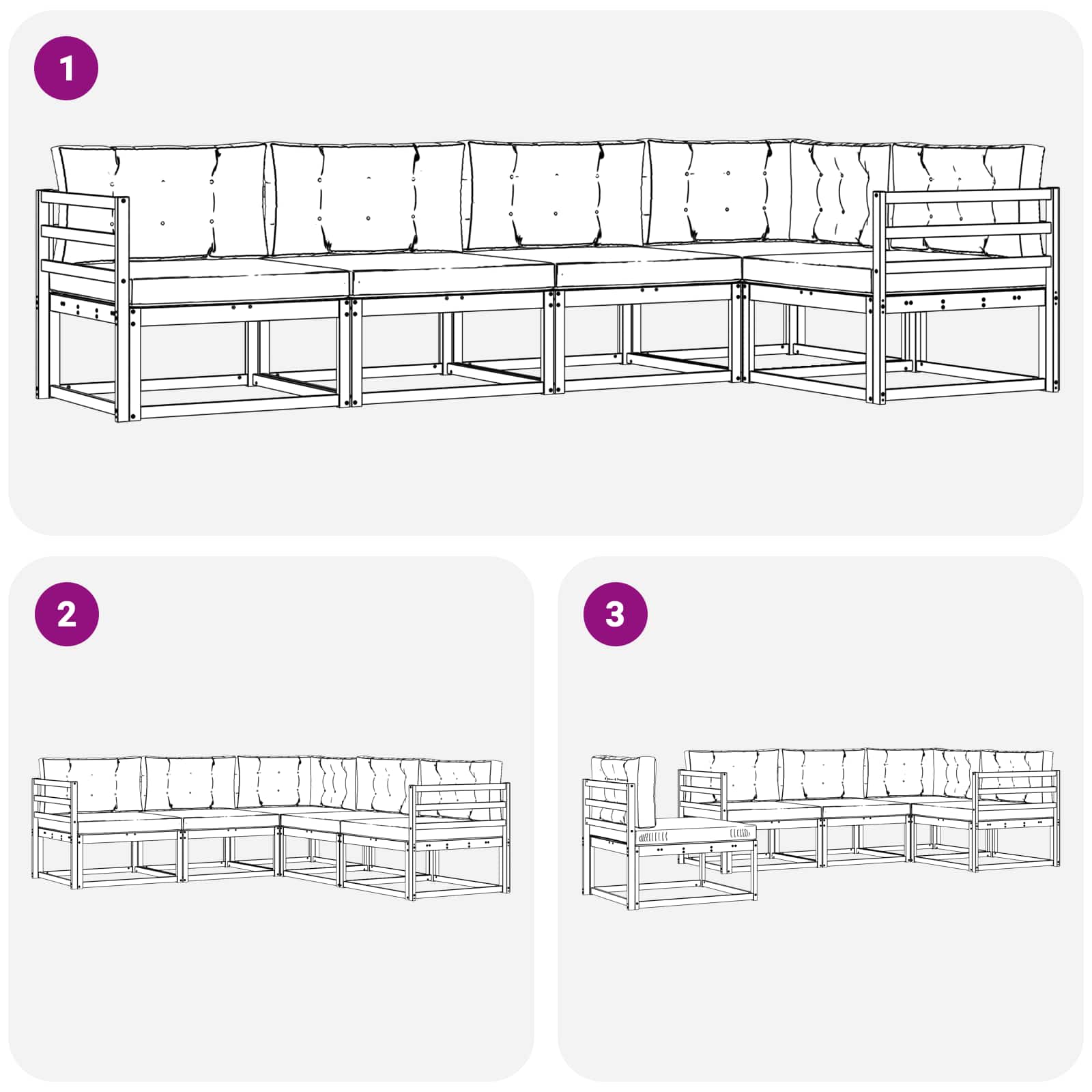 Outdoor-Sofagarnitur 5 stk. Natur und Beige