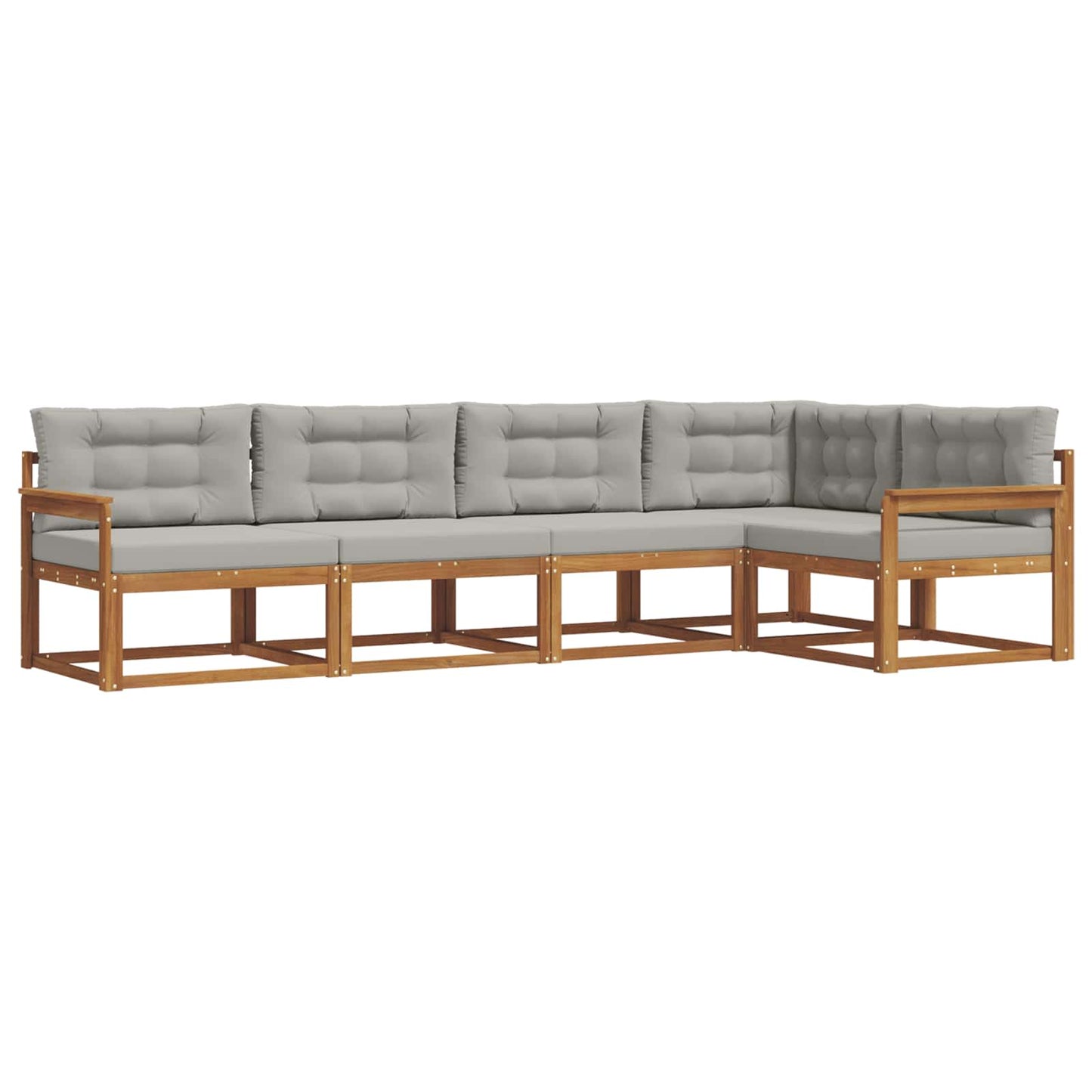 Outdoor-Sofagarnitur mit Kissen 5 pcs Natürlich und Hellgrau