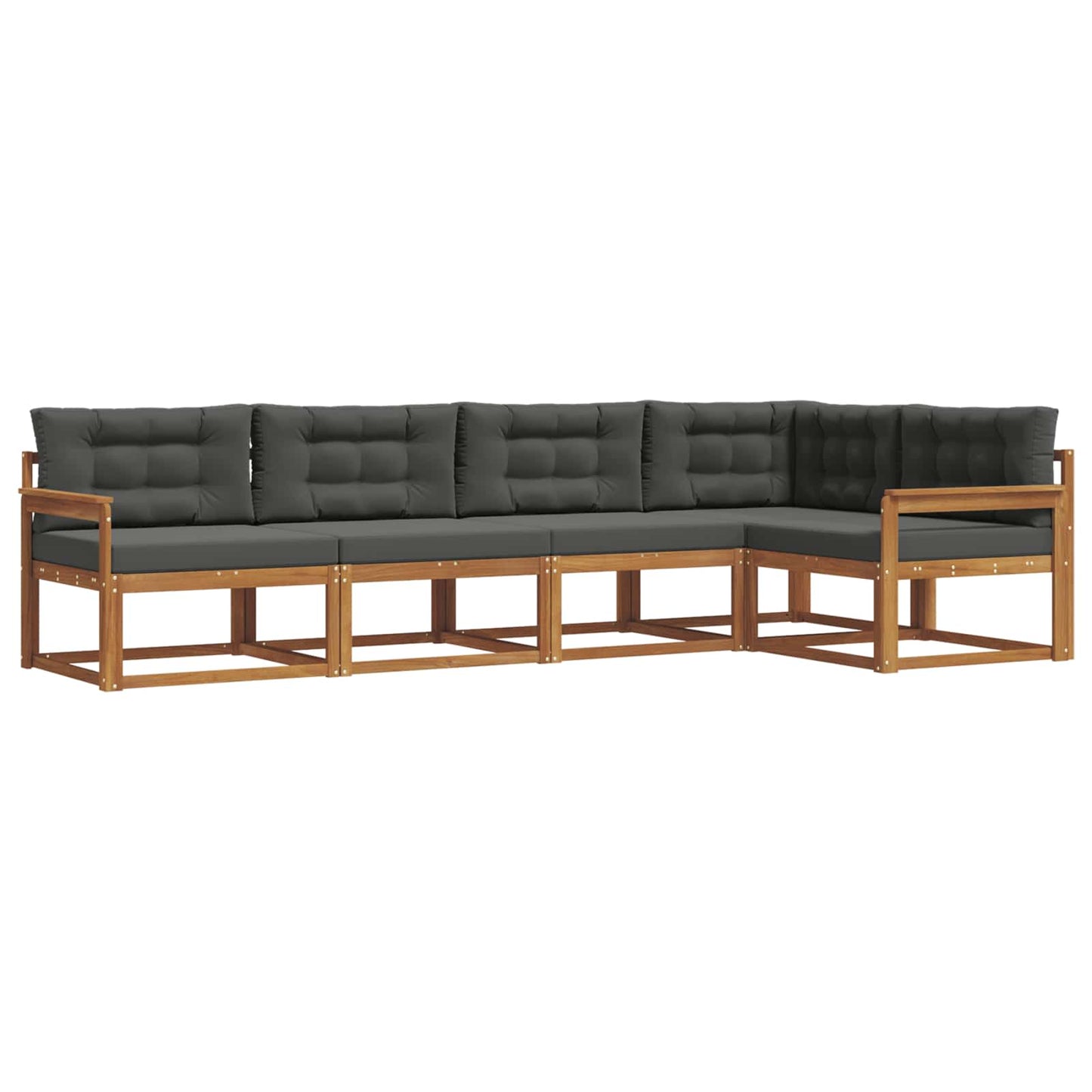 Outdoor-Sofagarnitur mit Kissen 5 pcs Natur und Anthrazit