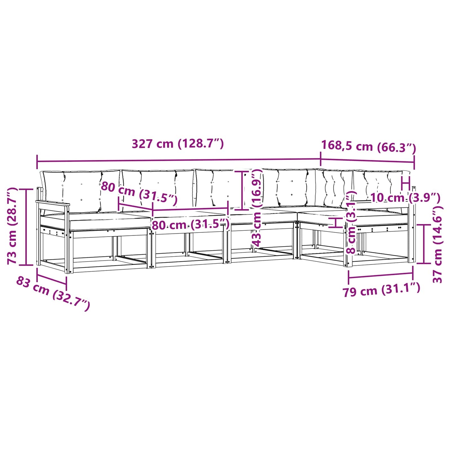 Outdoor-Sofagarnitur 5 stk. Natur und Anthrazit