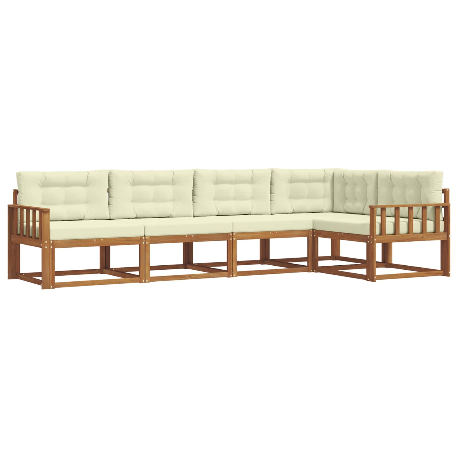 Outdoor-Sofagarnitur mit Kissen 5 pcs Natur und Creme