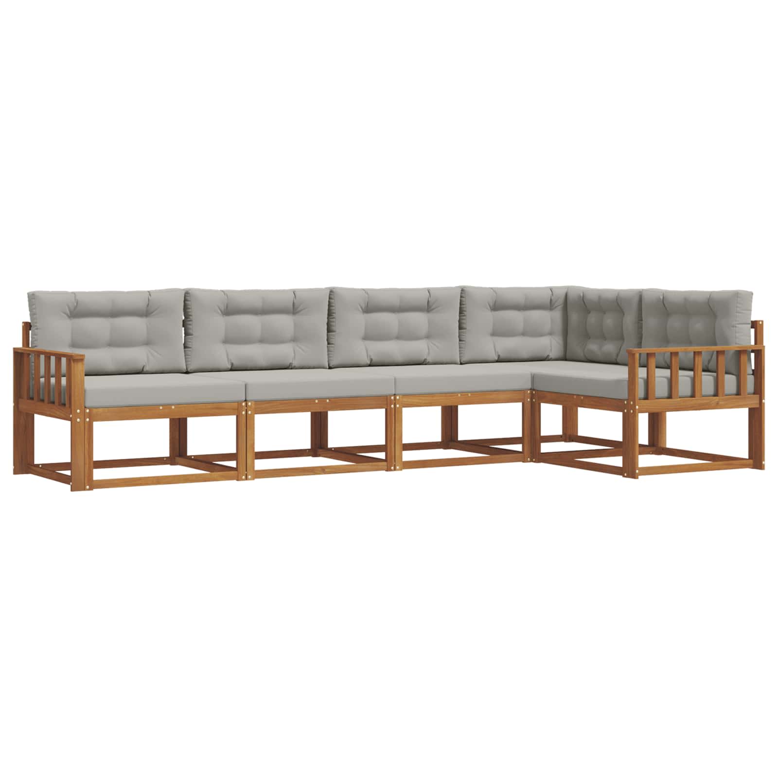Outdoor-Sofagarnitur mit Kissen 5 pcs Natürlich und Hellgrau
