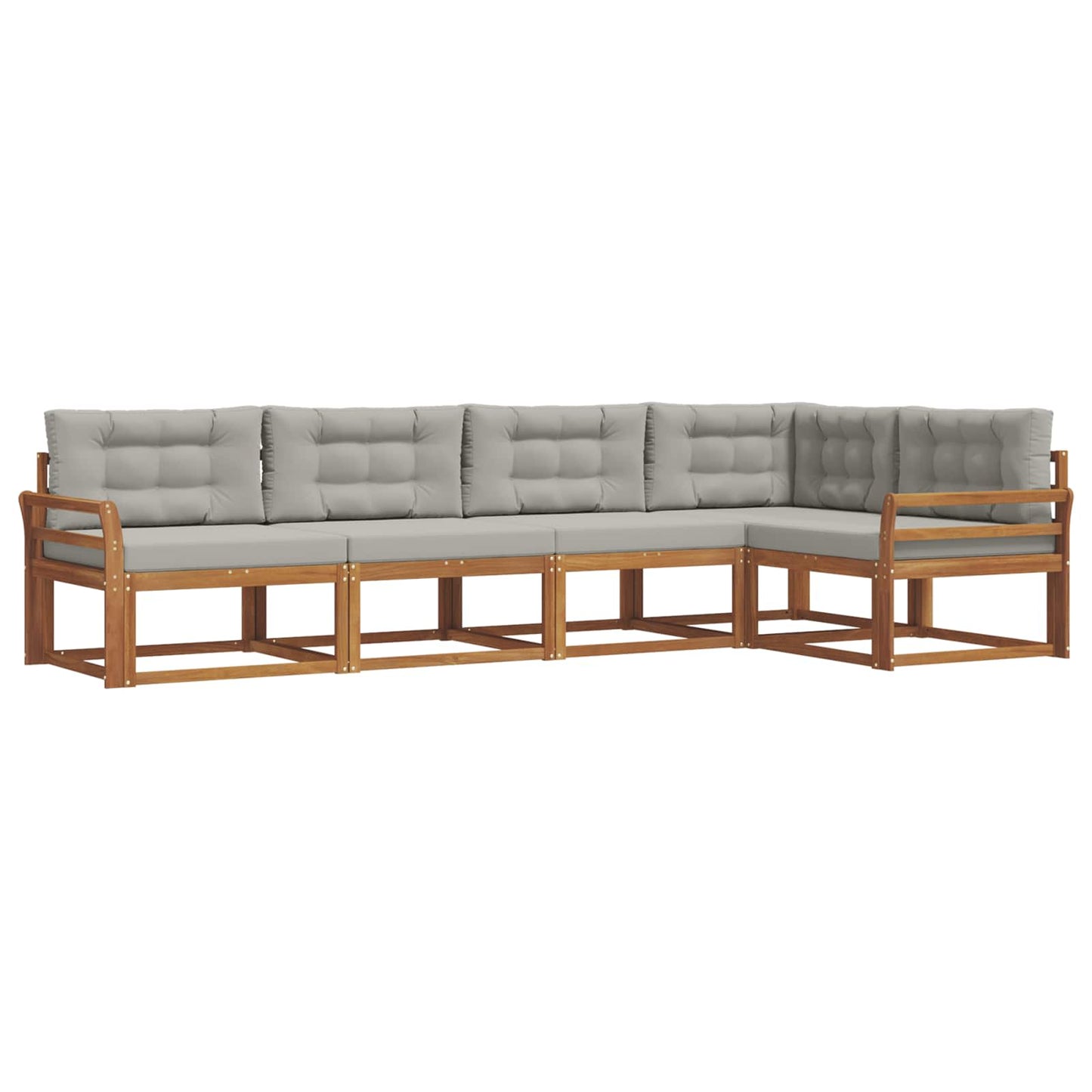 Outdoor-Sofagarnitur mit Kissen 5 pcs Natürlich und Hellgrau