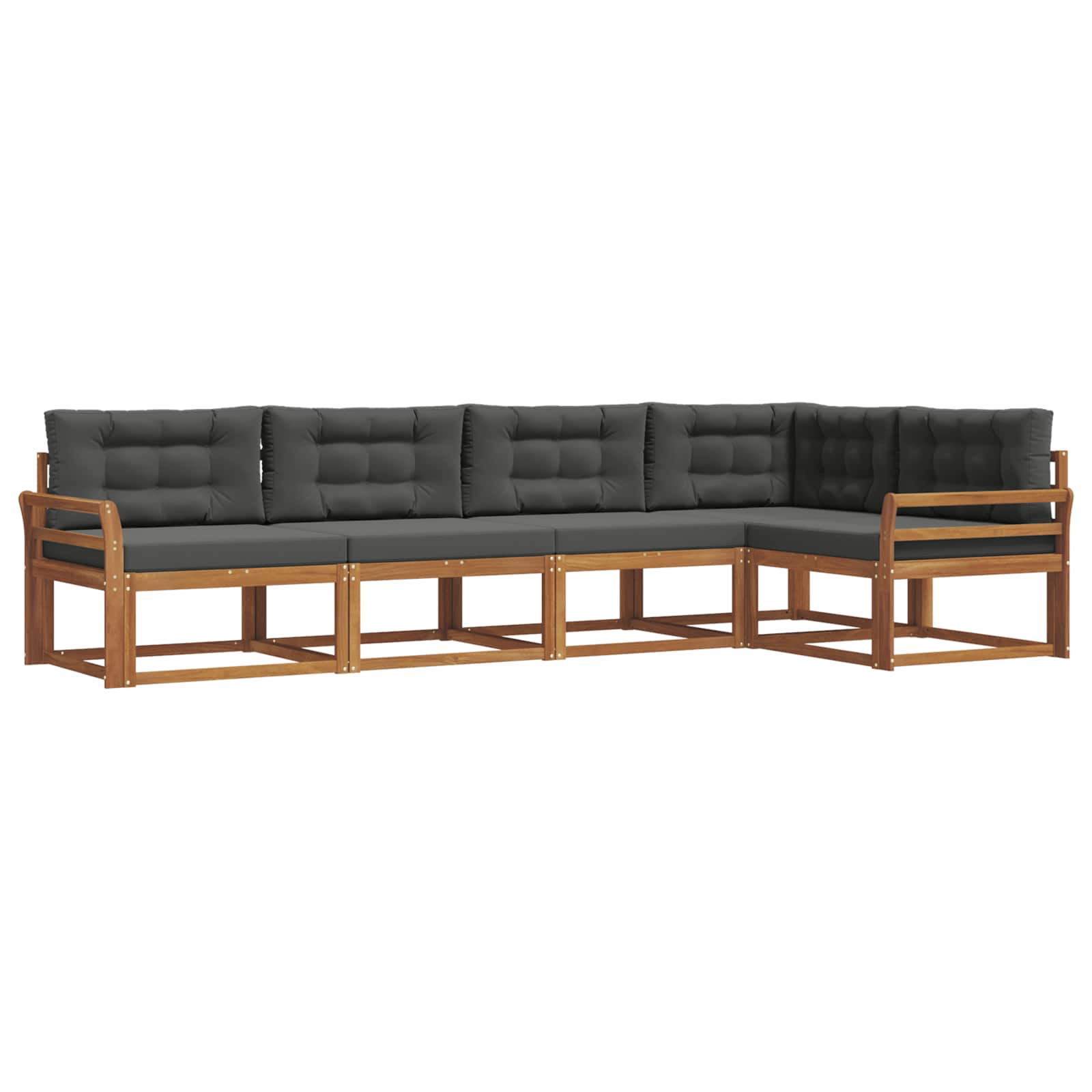 Outdoor-Sofagarnitur 5 stk. Natur und Anthrazit