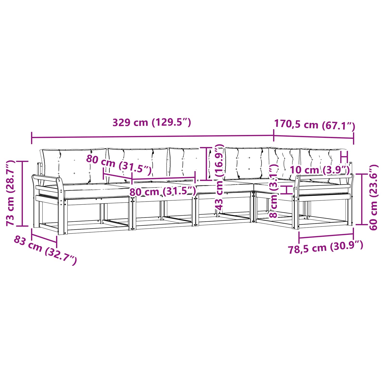 Outdoor-Sofagarnitur 5 stk. Natur und Anthrazit
