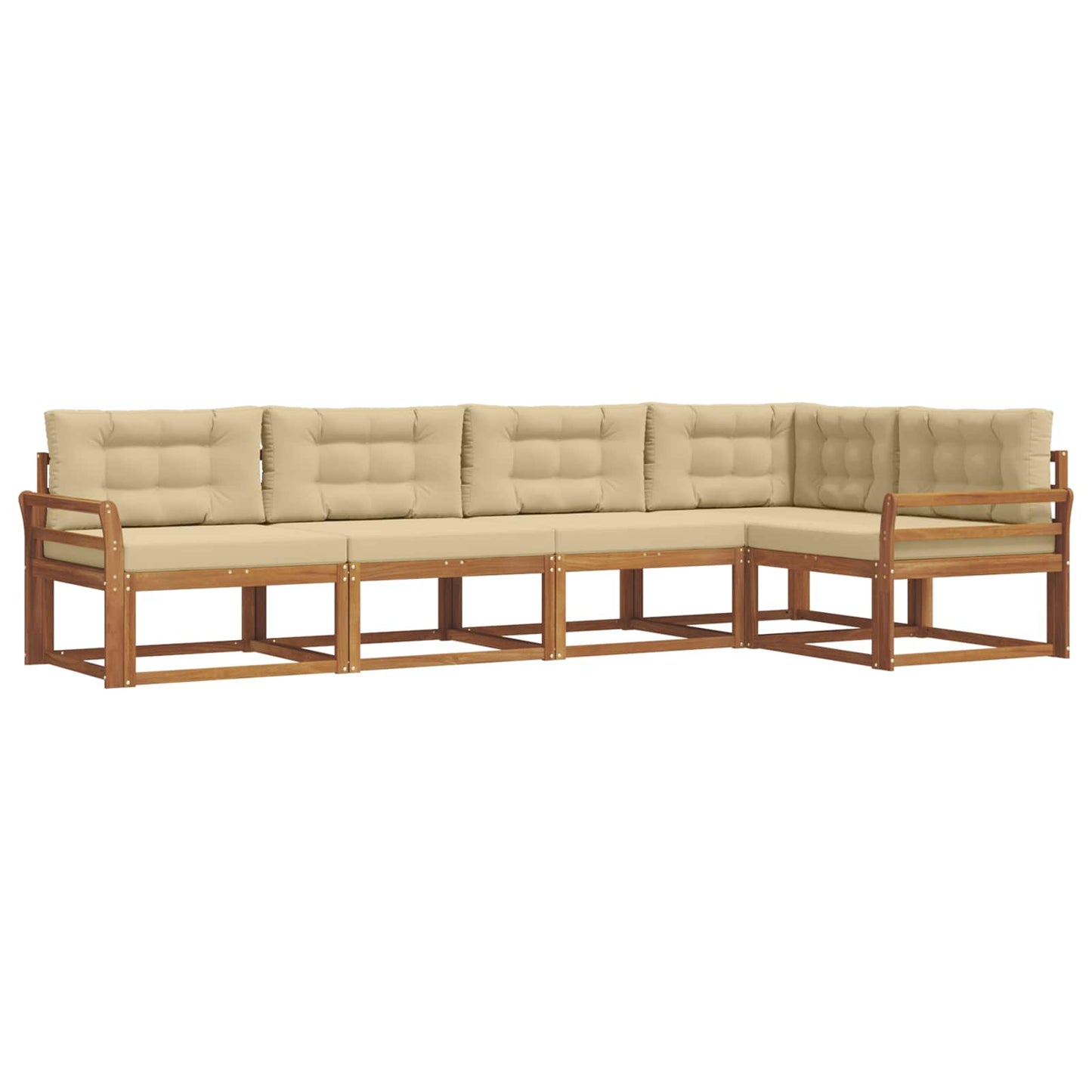 Outdoor-Sofagarnitur mit Kissen 5 pcs Natur und Beige