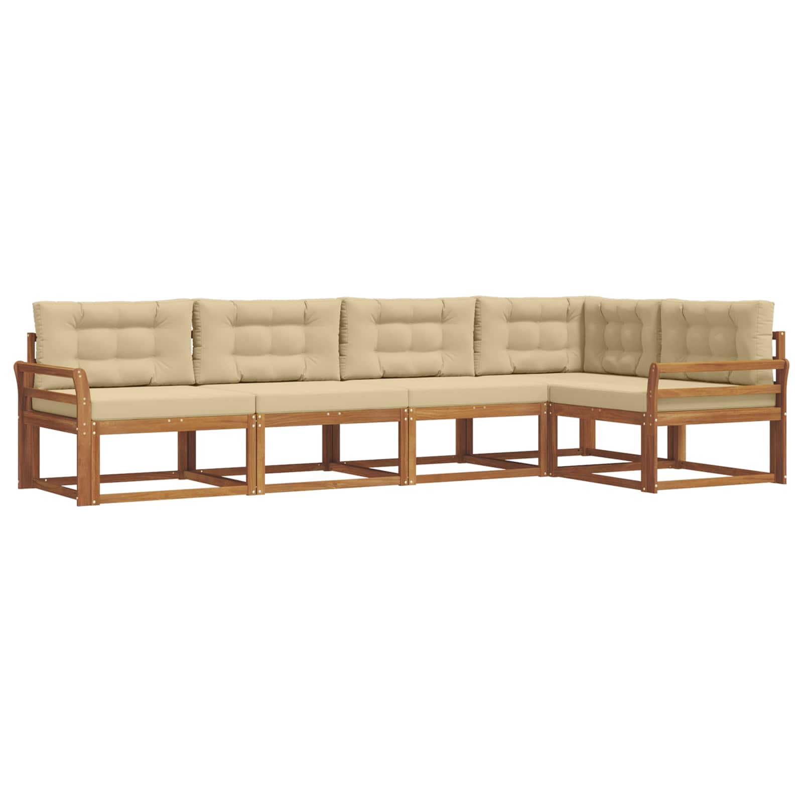 Outdoor-Sofagarnitur mit Kissen 5 pcs Natur und Beige