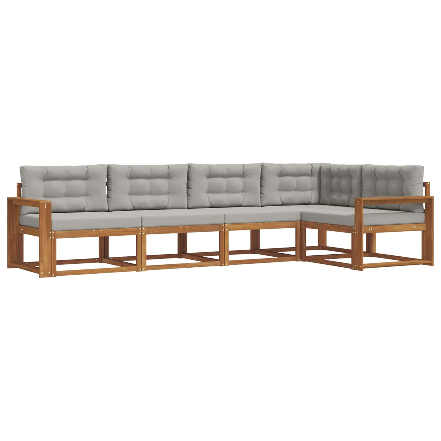 Outdoor-Sofagarnitur mit Kissen 5 pcs Natürlich und Hellgrau