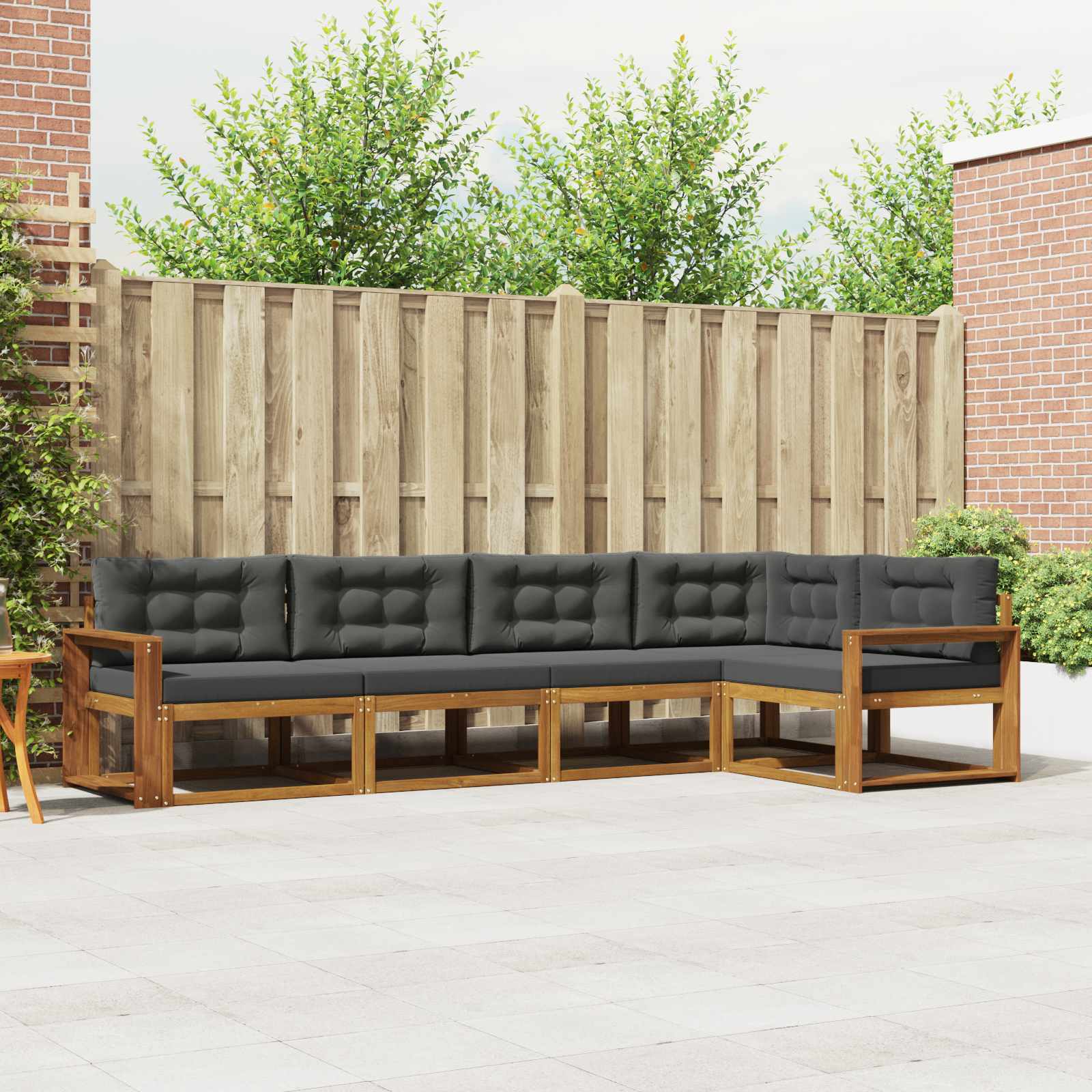 Outdoor-Sofagarnitur 5 stk. Natur und Anthrazit