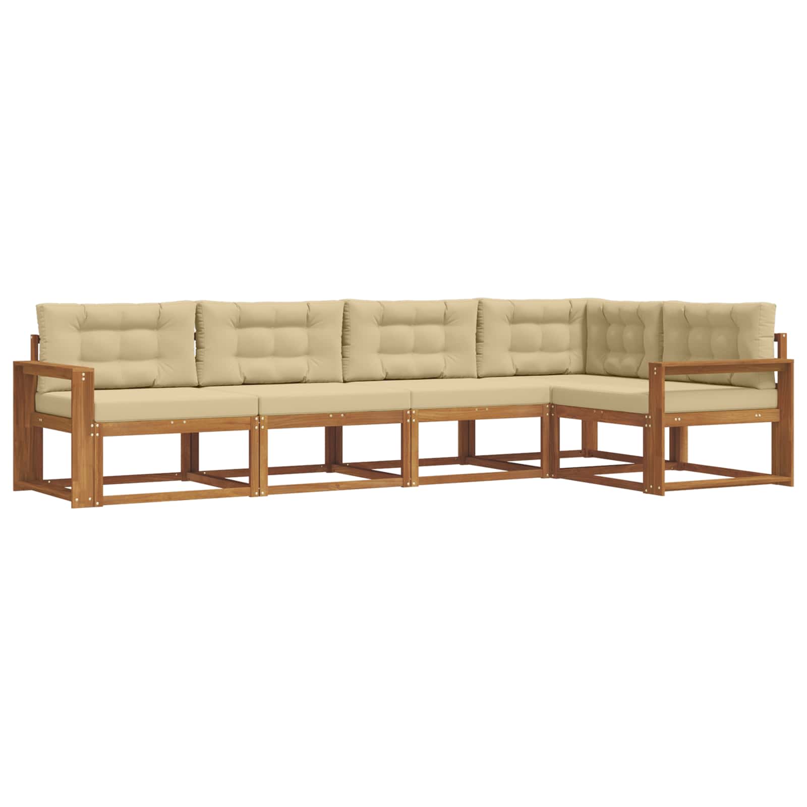 Outdoor-Sofagarnitur mit Kissen 5 pcs Natur und Beige
