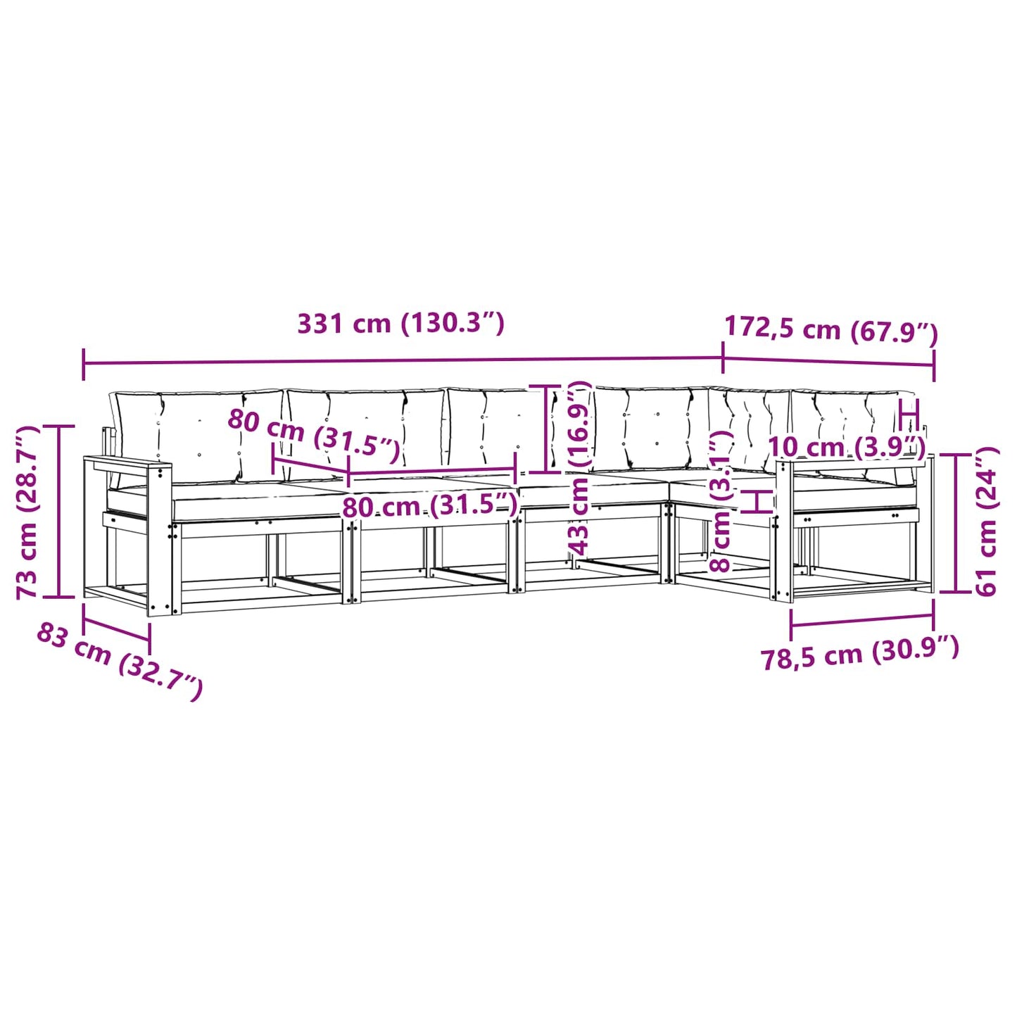 Outdoor-Sofagarnitur 5 stk. Natur und Beige