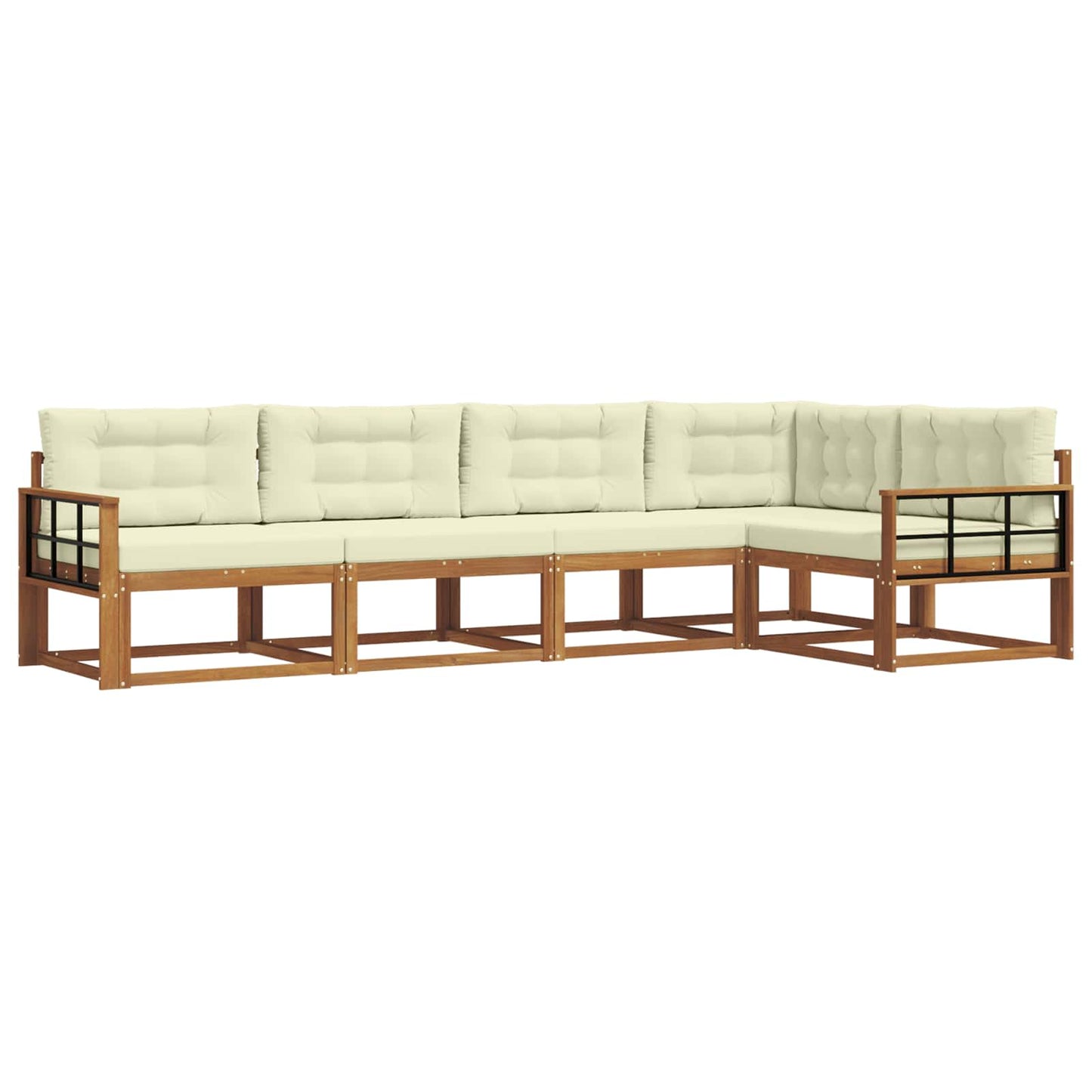 Outdoor-Sofagarnitur mit Kissen 5 pcs Natur und Creme