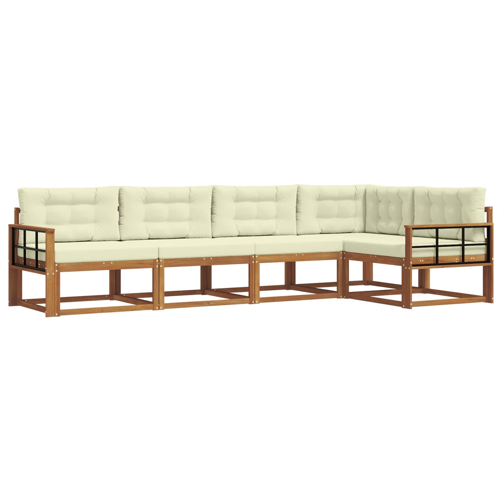 Outdoor-Sofagarnitur mit Kissen 5 pcs Natur und Creme