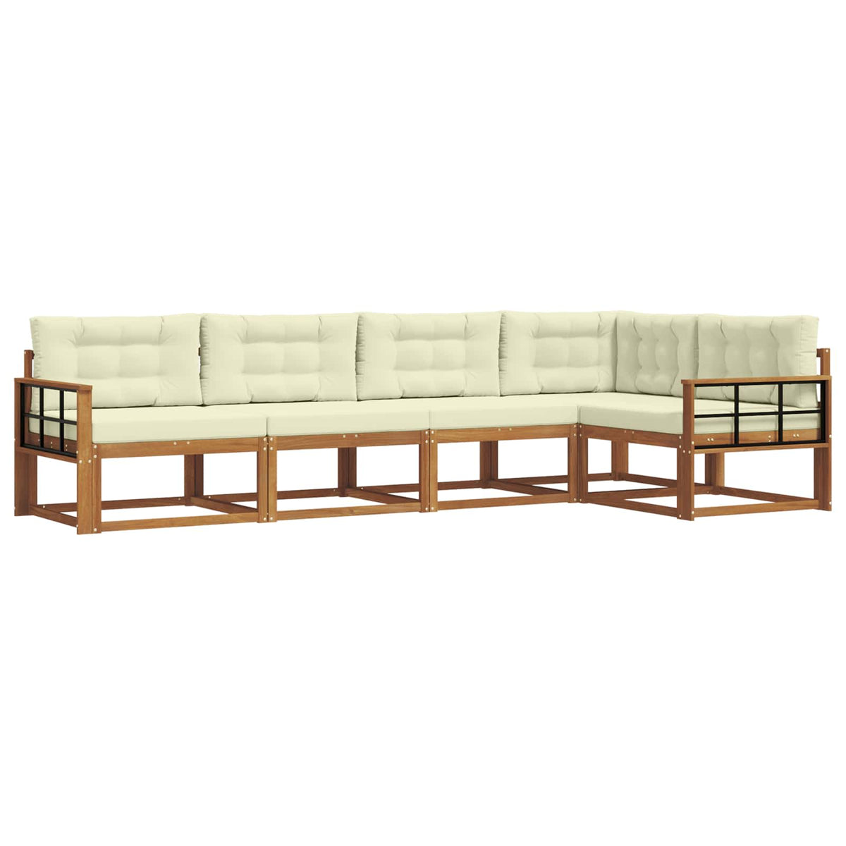 Outdoor-Sofagarnitur 5 stk. Natur und Creme