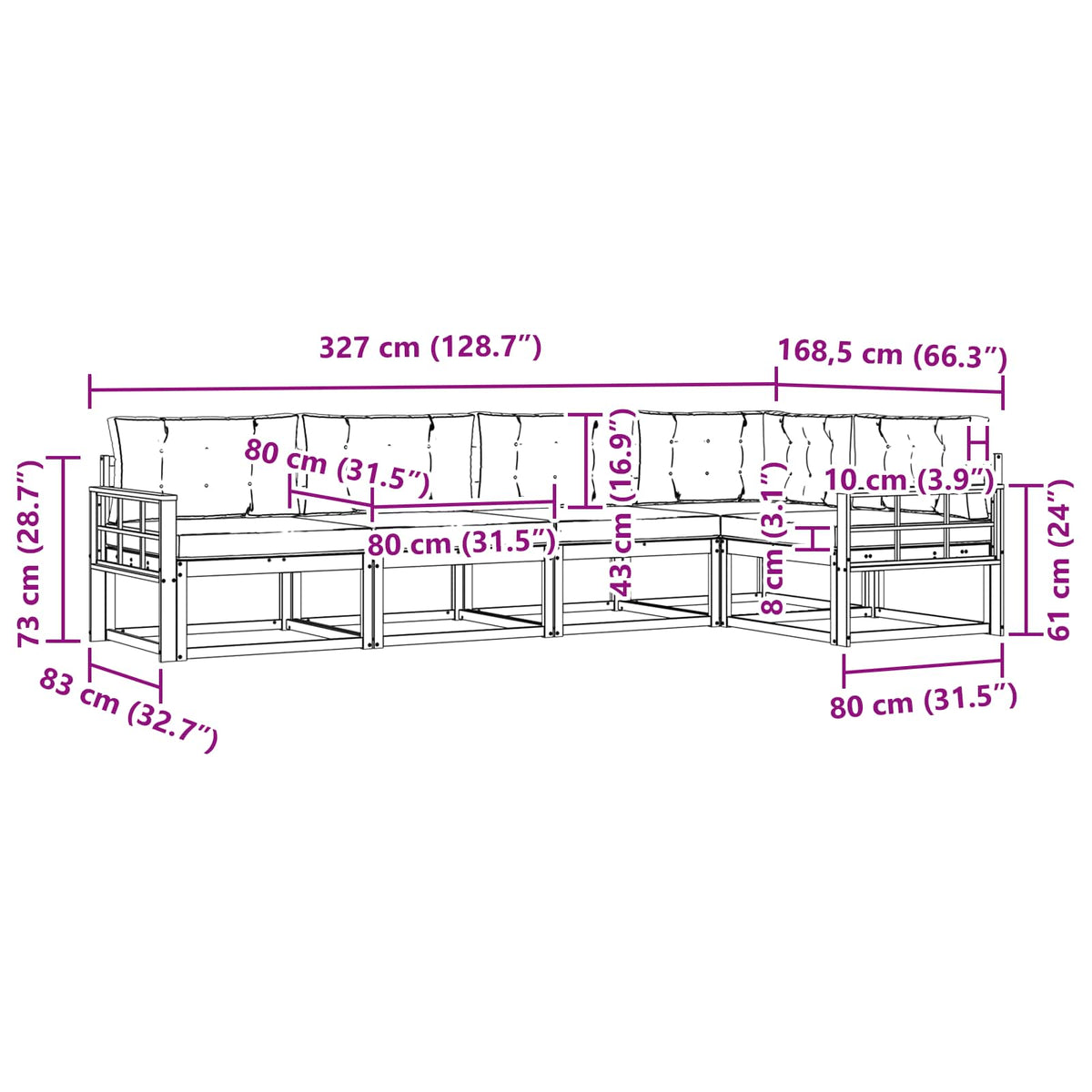 Outdoor-Sofagarnitur 5 stk. Natur und Creme