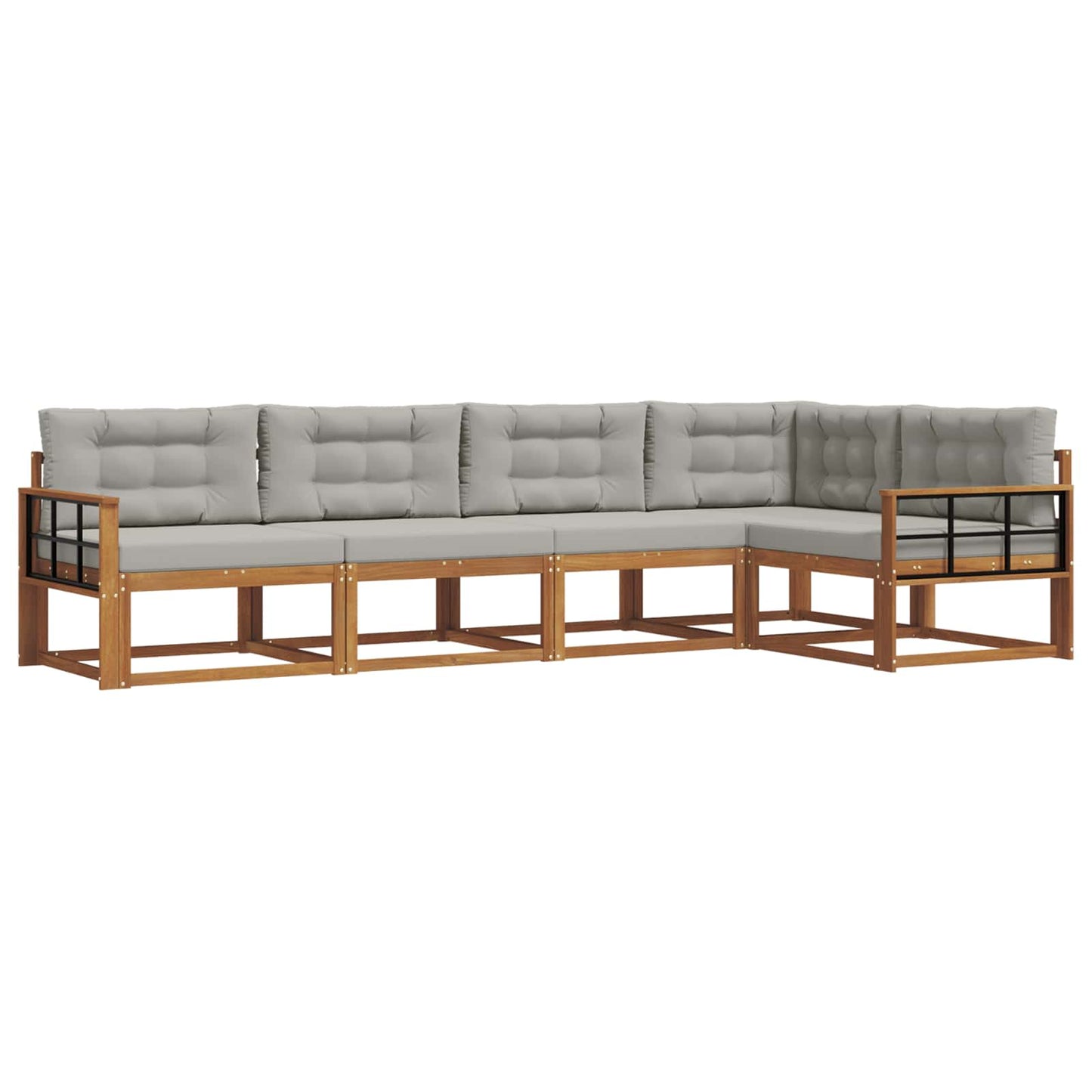 Outdoor-Sofagarnitur mit Kissen 5 pcs Natürlich und Hellgrau