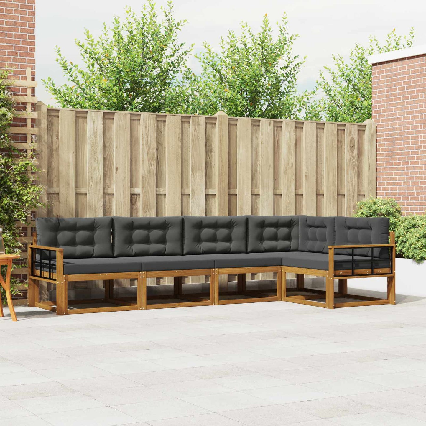 Outdoor-Sofagarnitur 5 stk. Natur und Anthrazit