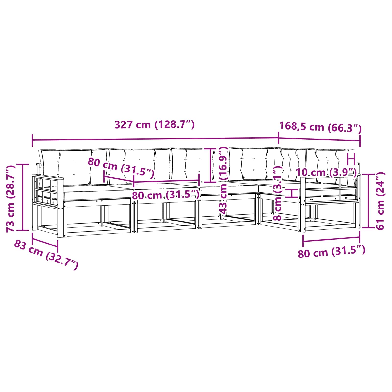 Outdoor-Sofagarnitur 5 stk. Natur und Anthrazit
