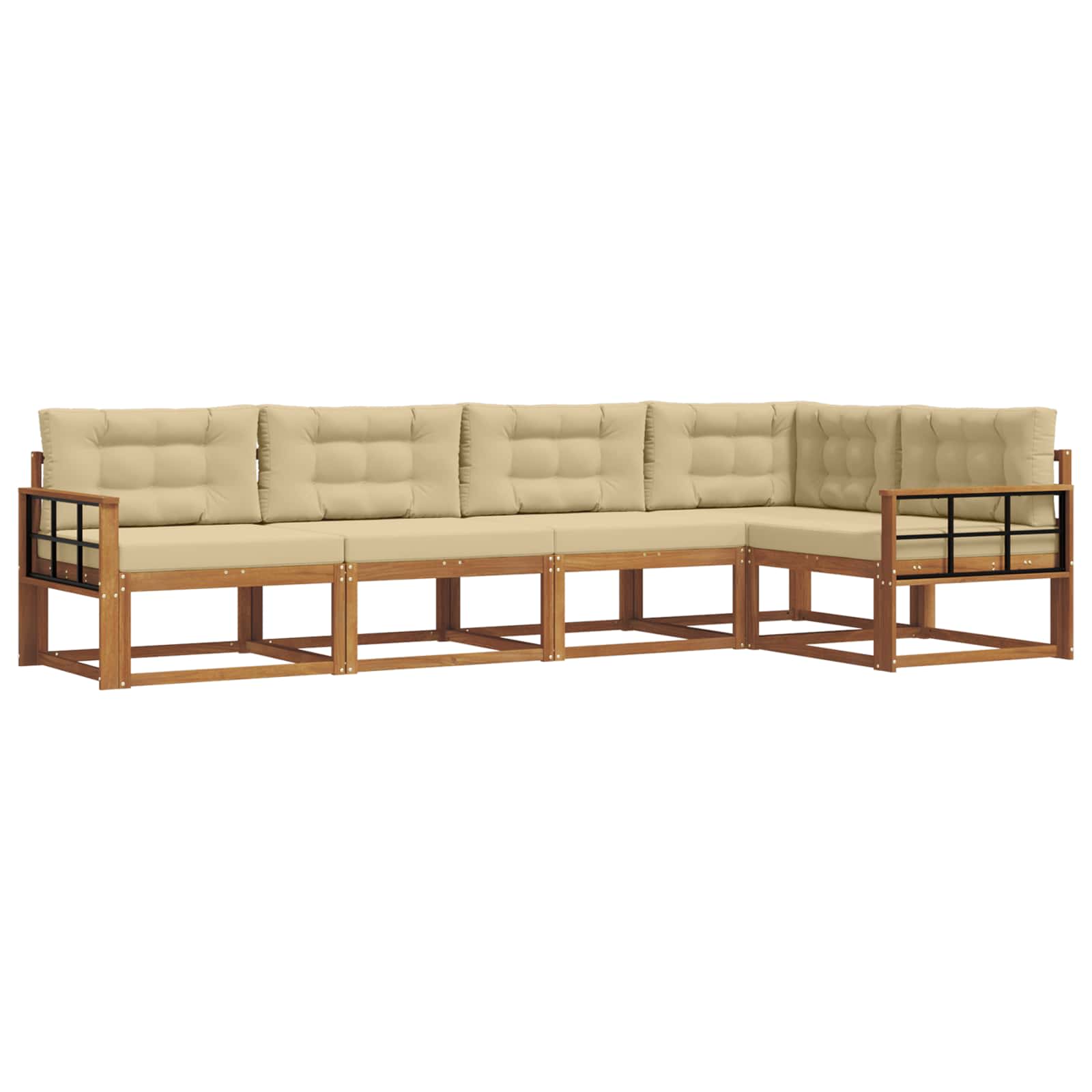 Outdoor-Sofagarnitur mit Kissen 5 pcs Natur und Beige