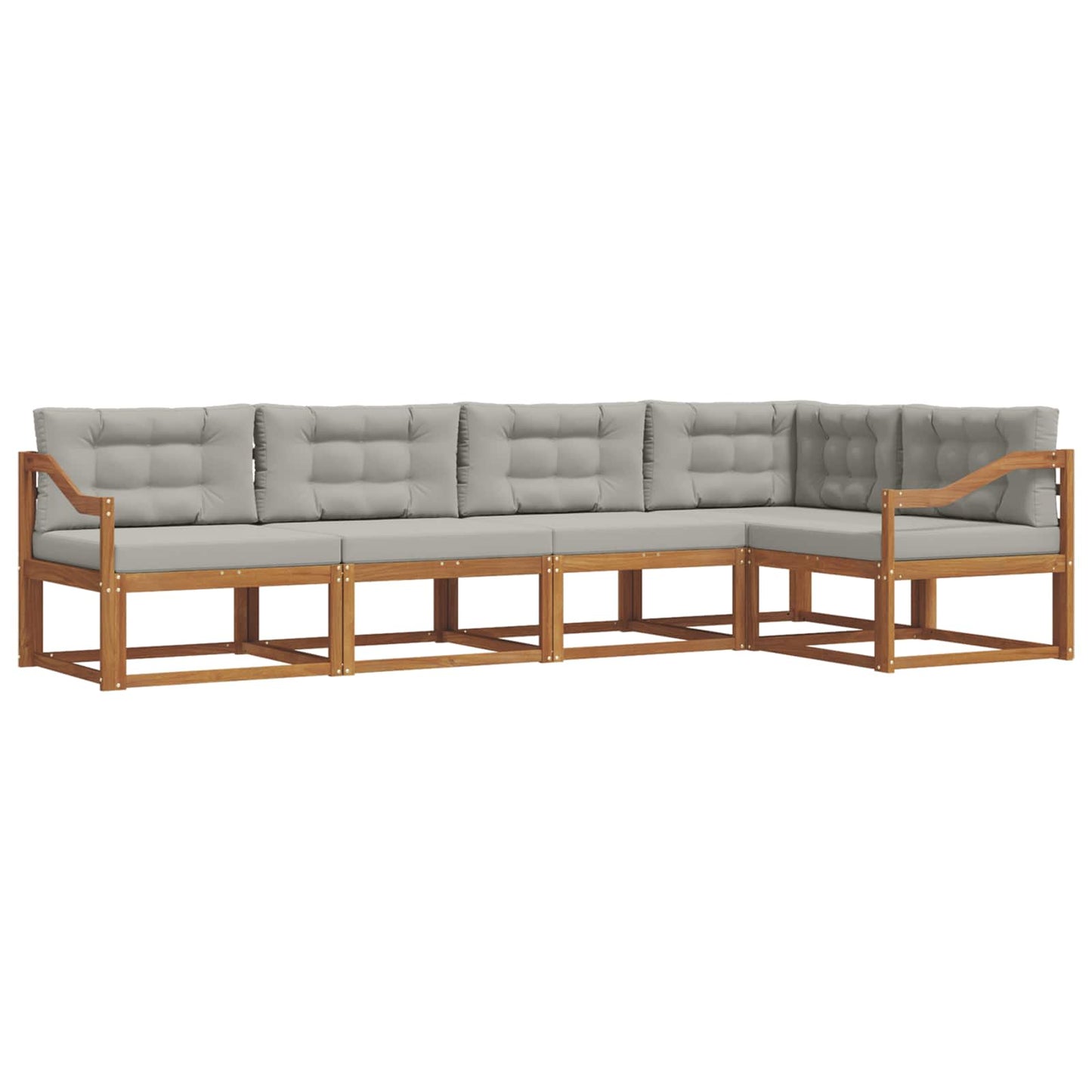 Outdoor-Sofagarnitur mit Kissen 5 pcs Natürlich und Hellgrau