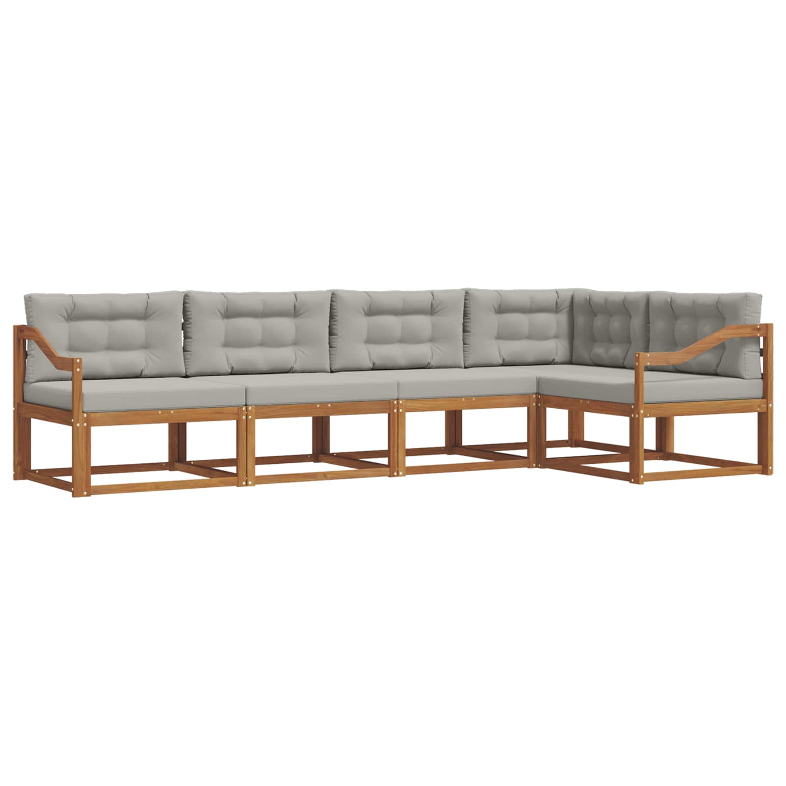 Outdoor-Sofagarnitur mit Kissen 5 pcs Natürlich und Hellgrau
