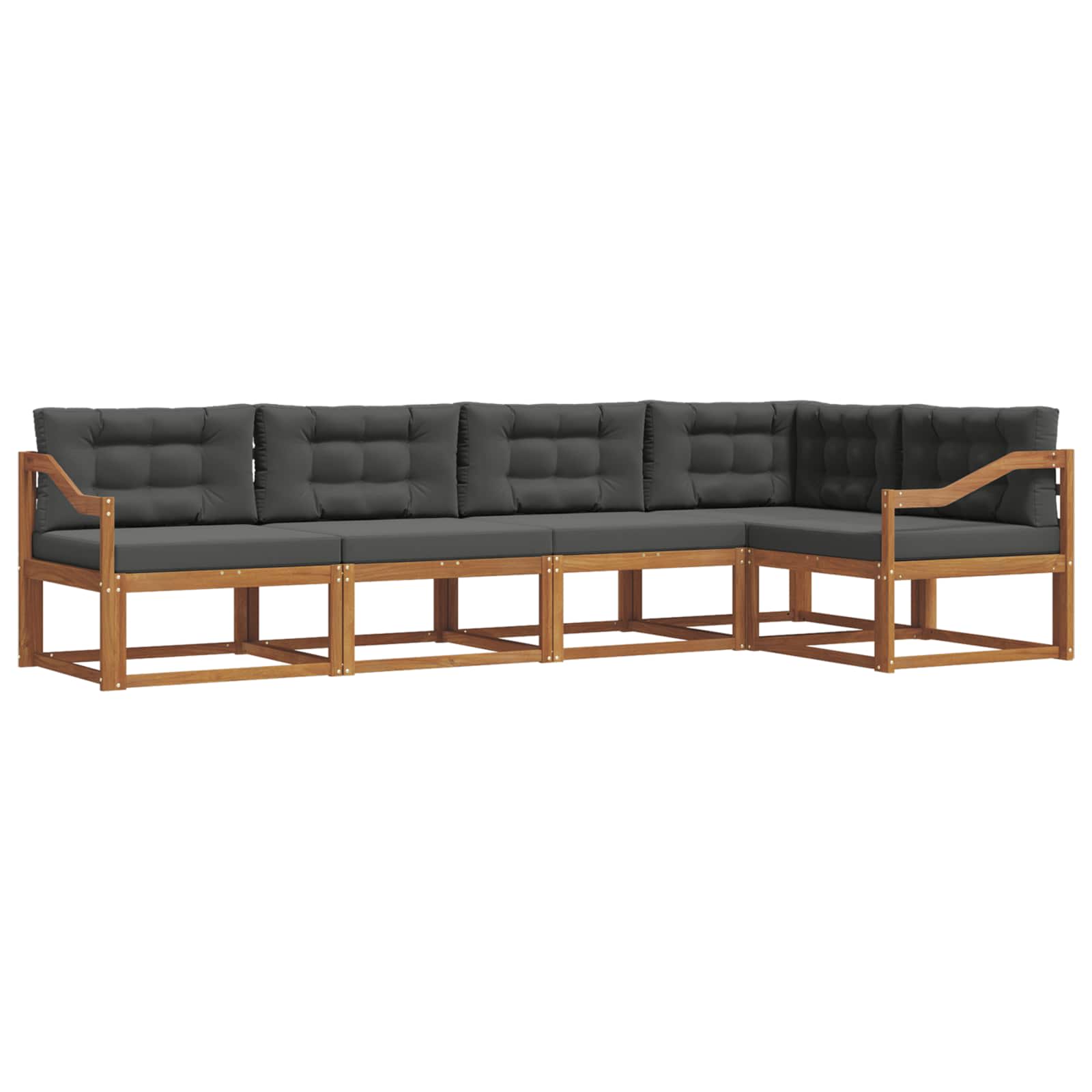Outdoor-Sofagarnitur 5 stk. Natur und Anthrazit