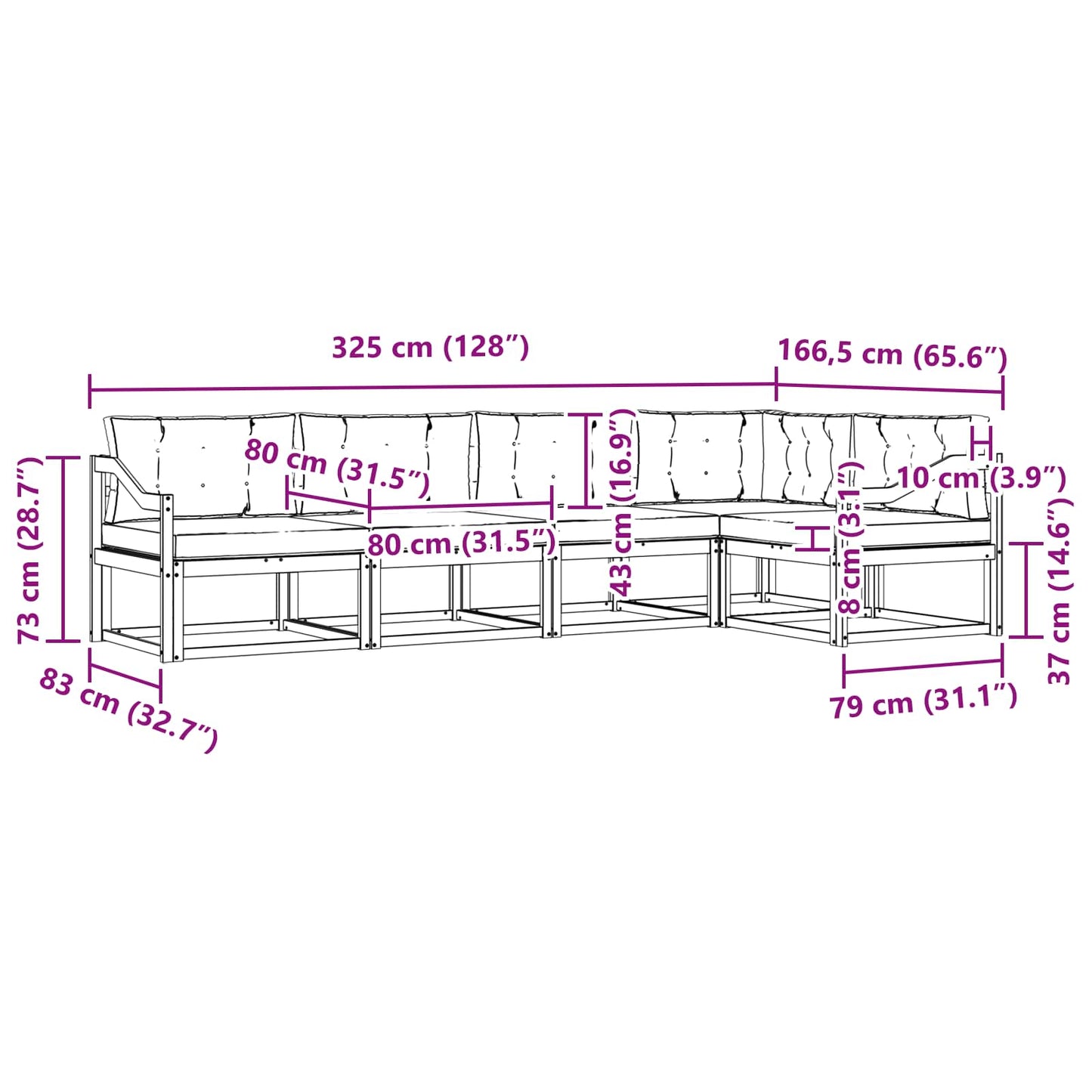 Outdoor-Sofagarnitur 5 stk. Natur und Anthrazit