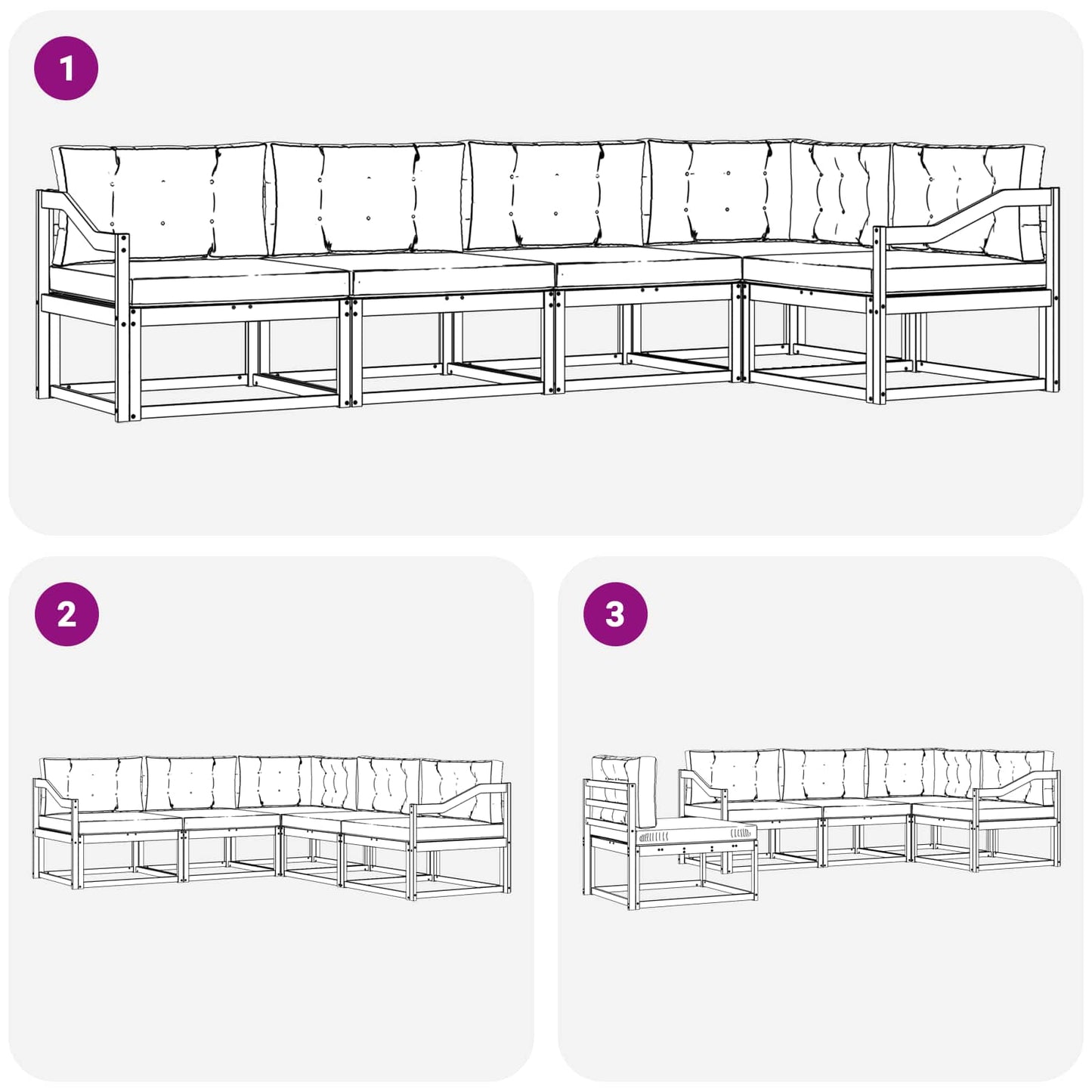Outdoor-Sofagarnitur 5 stk. Natur und Anthrazit