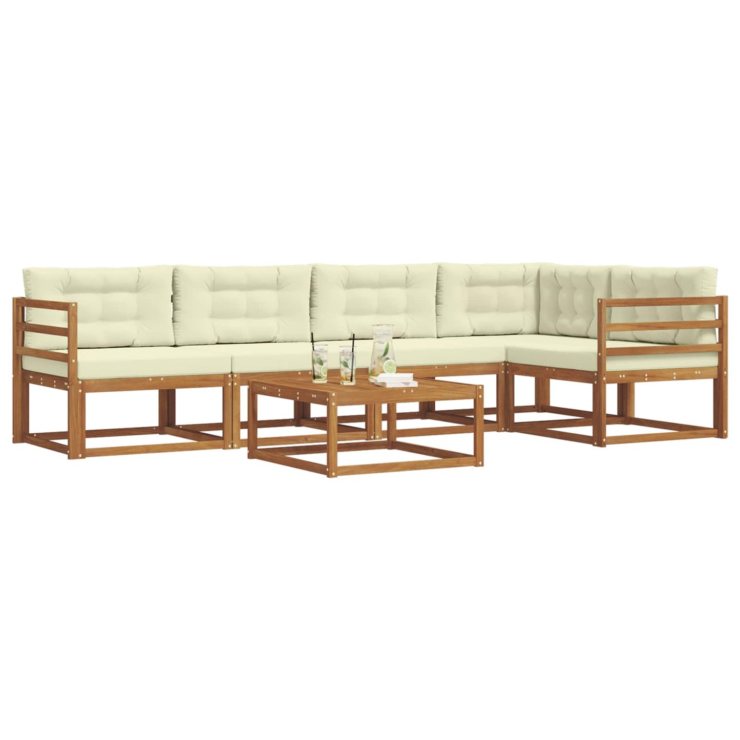 Outdoor-Sofagarnitur mit Kissen 6 pcs Natur und Creme