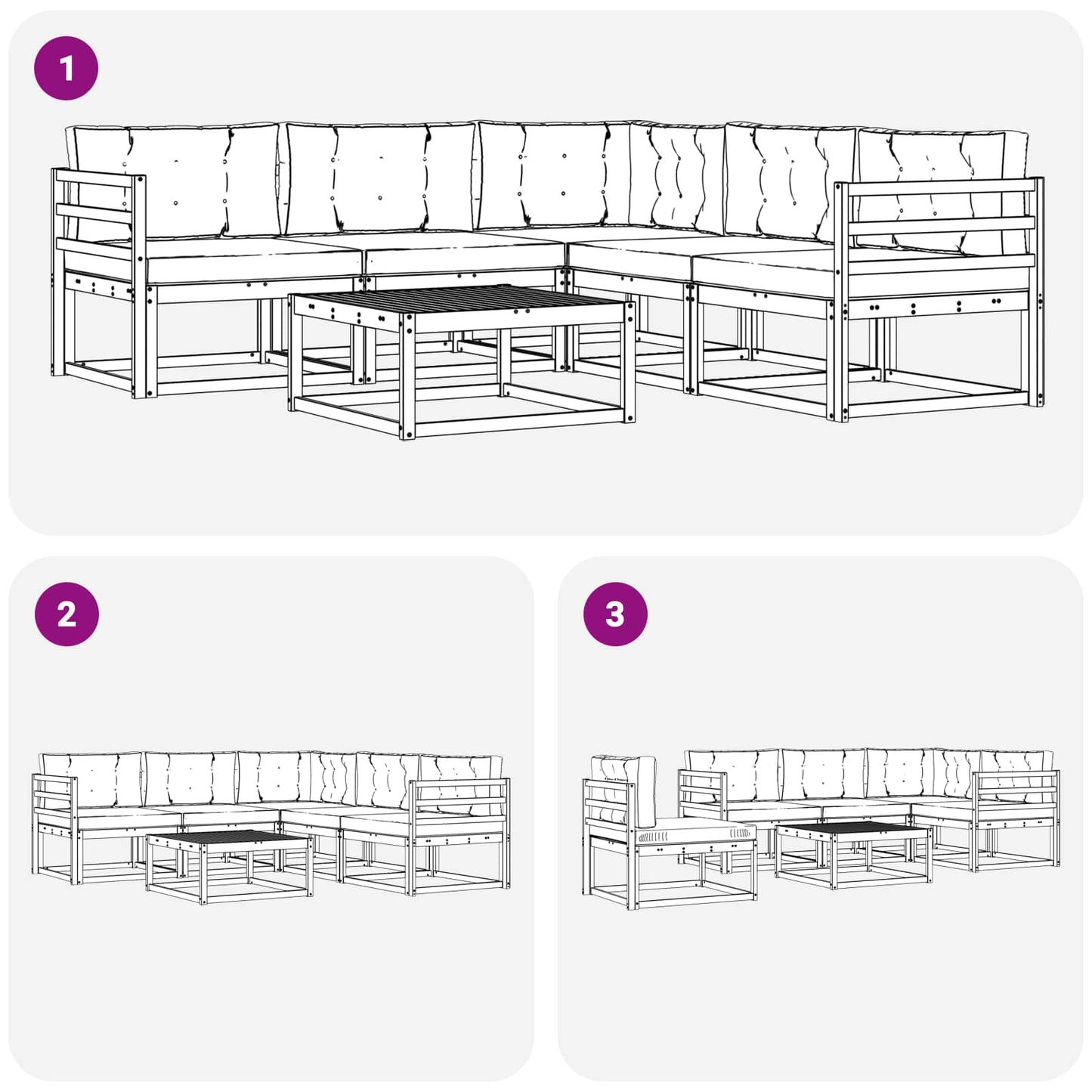 Outdoor-Sofagarnitur mit Kissen 6 pcs Natur und Creme