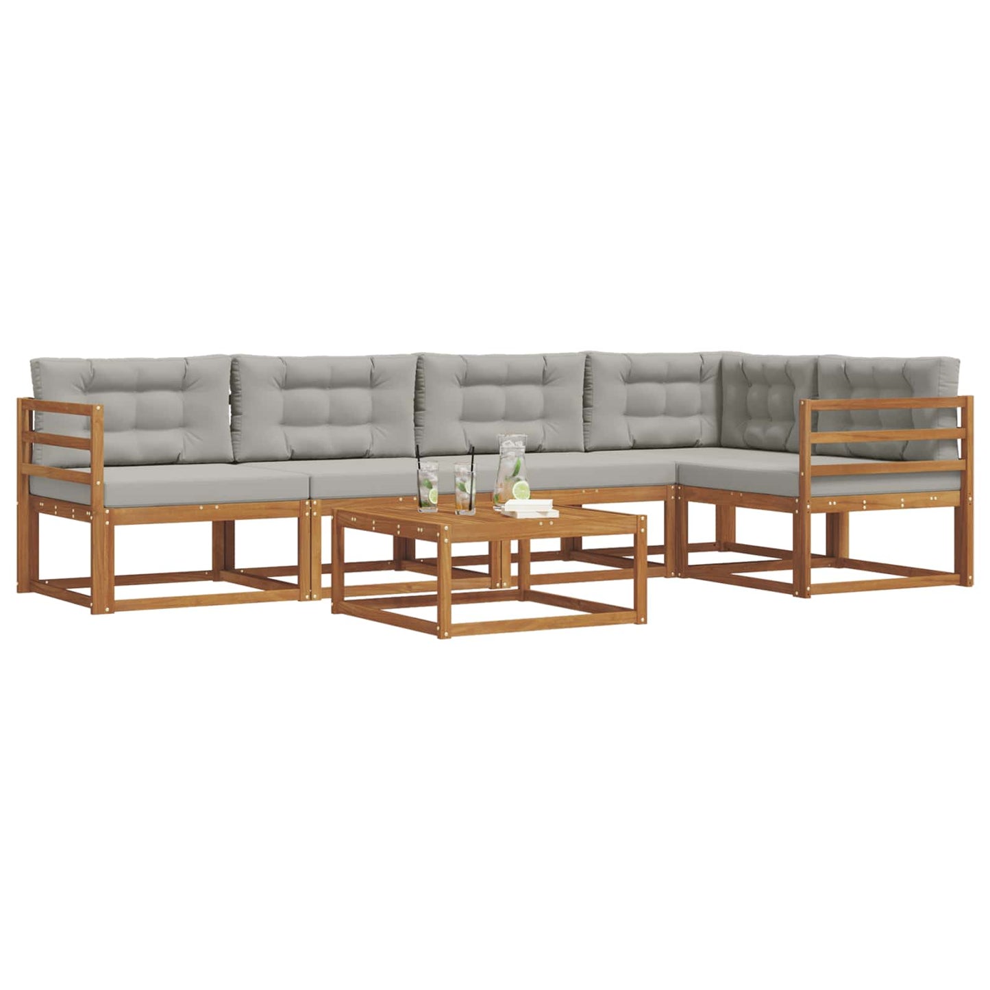 Outdoor-Sofagarnitur mit Kissen 6 pcs Natürlich und Hellgrau