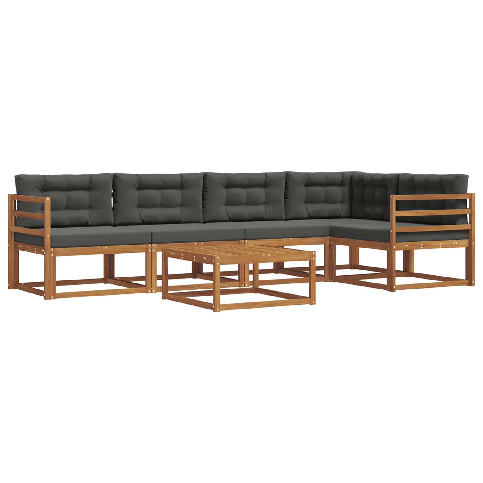 Outdoor-Sofagarnitur mit Kissen 6 pcs Natur und Anthrazit