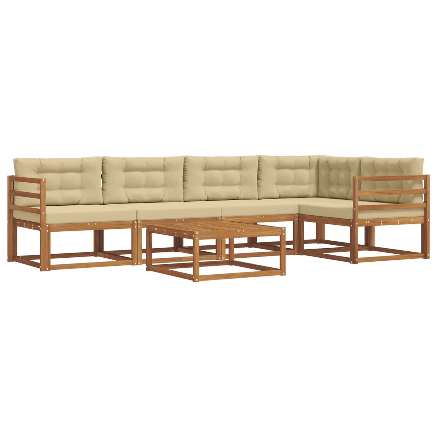 Outdoor-Sofagarnitur mit Kissen 6 pcs Natur und Beige