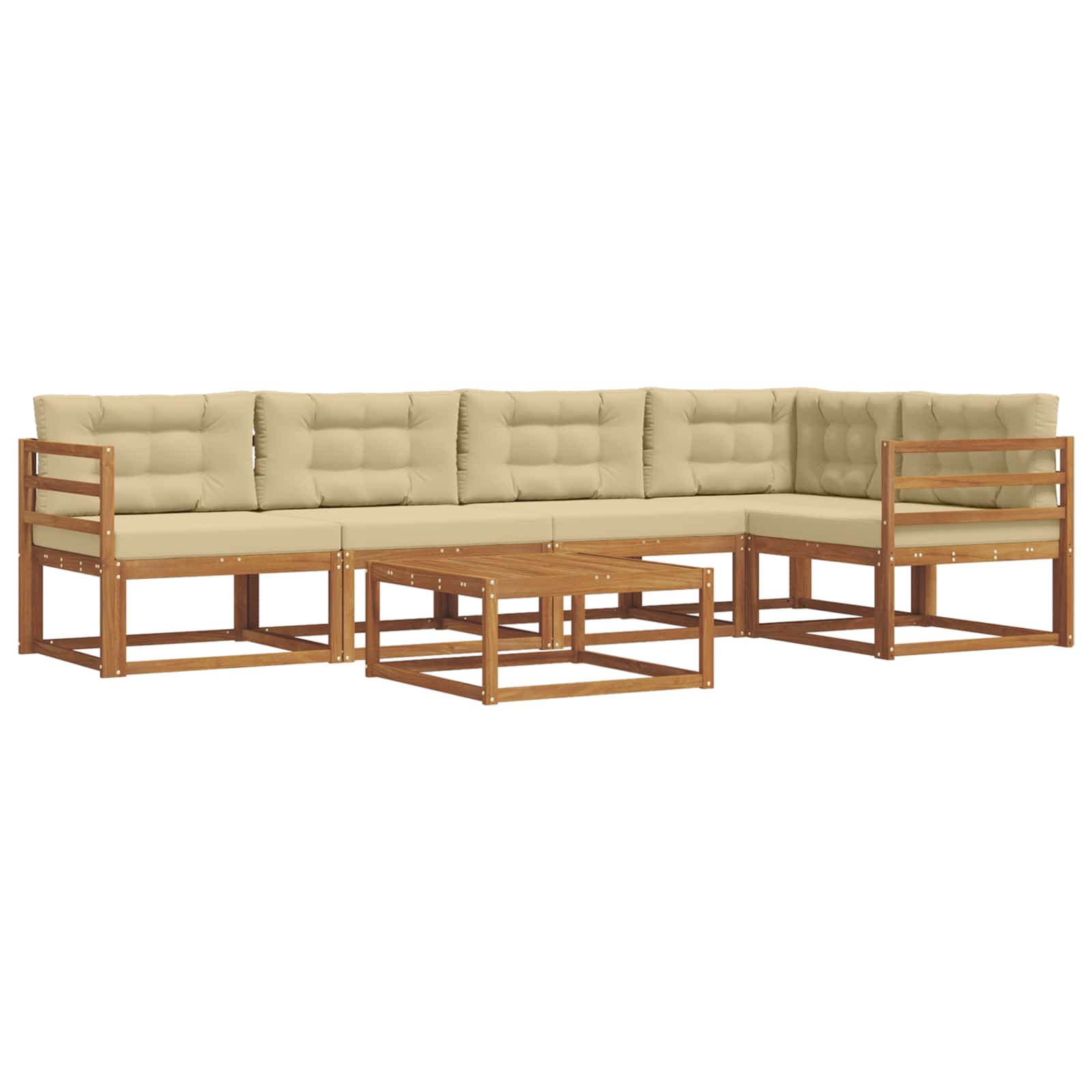 Outdoor-Sofagarnitur mit Kissen 6 pcs Natur und Beige