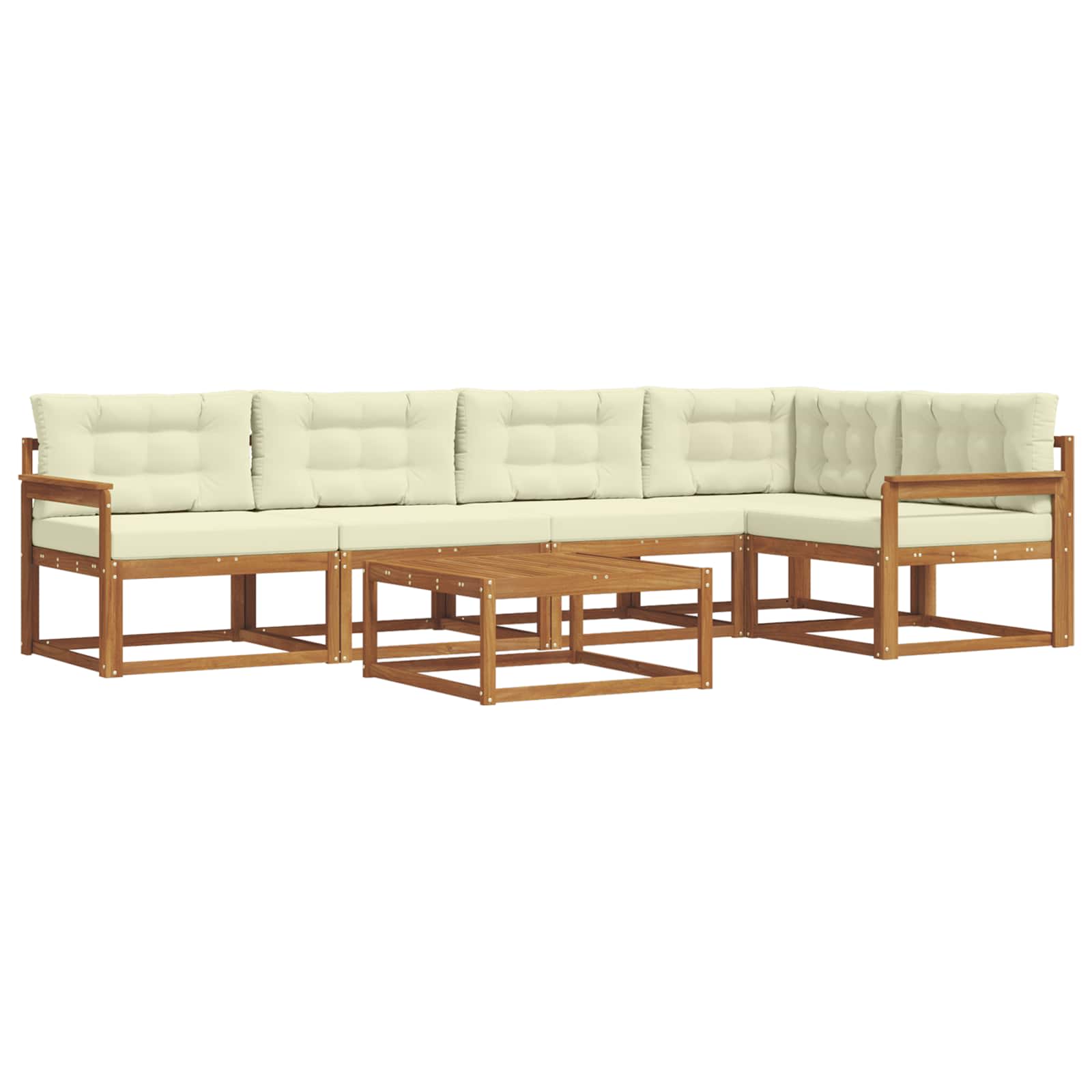 Outdoor-Sofagarnitur mit Kissen 6 pcs Natur und Creme