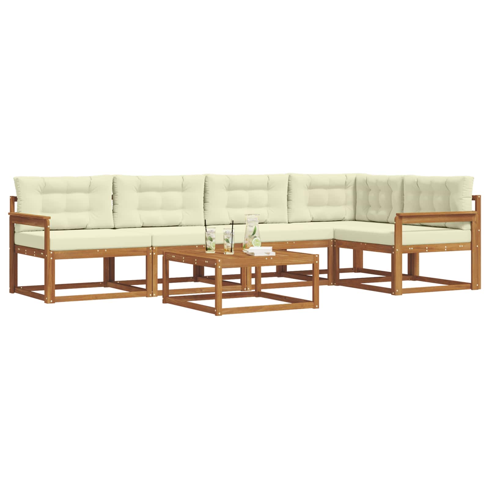 Outdoor-Sofagarnitur mit Kissen 6 pcs Natur und Creme