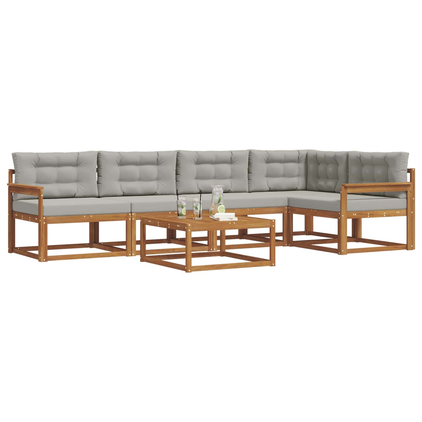 Outdoor-Sofagarnitur mit Kissen 6 pcs Natürlich und Hellgrau