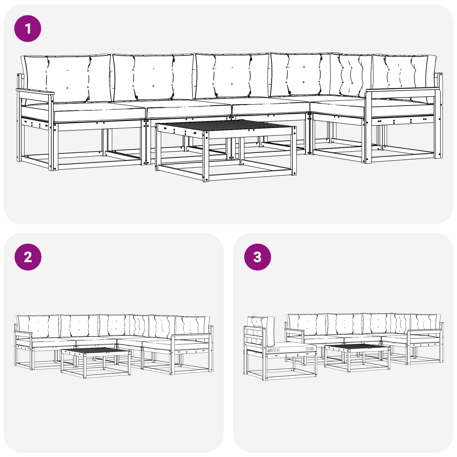 Outdoor-Sofagarnitur mit Kissen 6 pcs Natürlich und Hellgrau