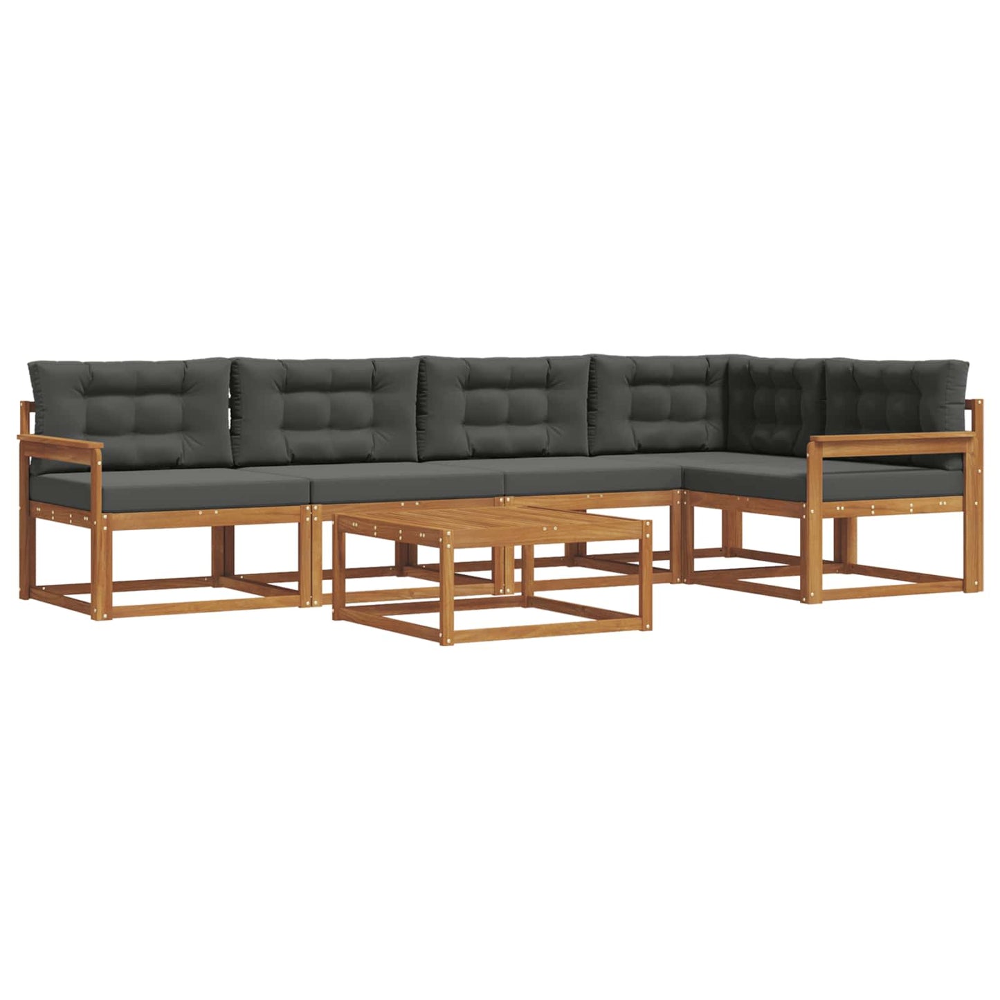 Outdoor-Sofagarnitur mit Kissen 6 pcs Natur und Anthrazit