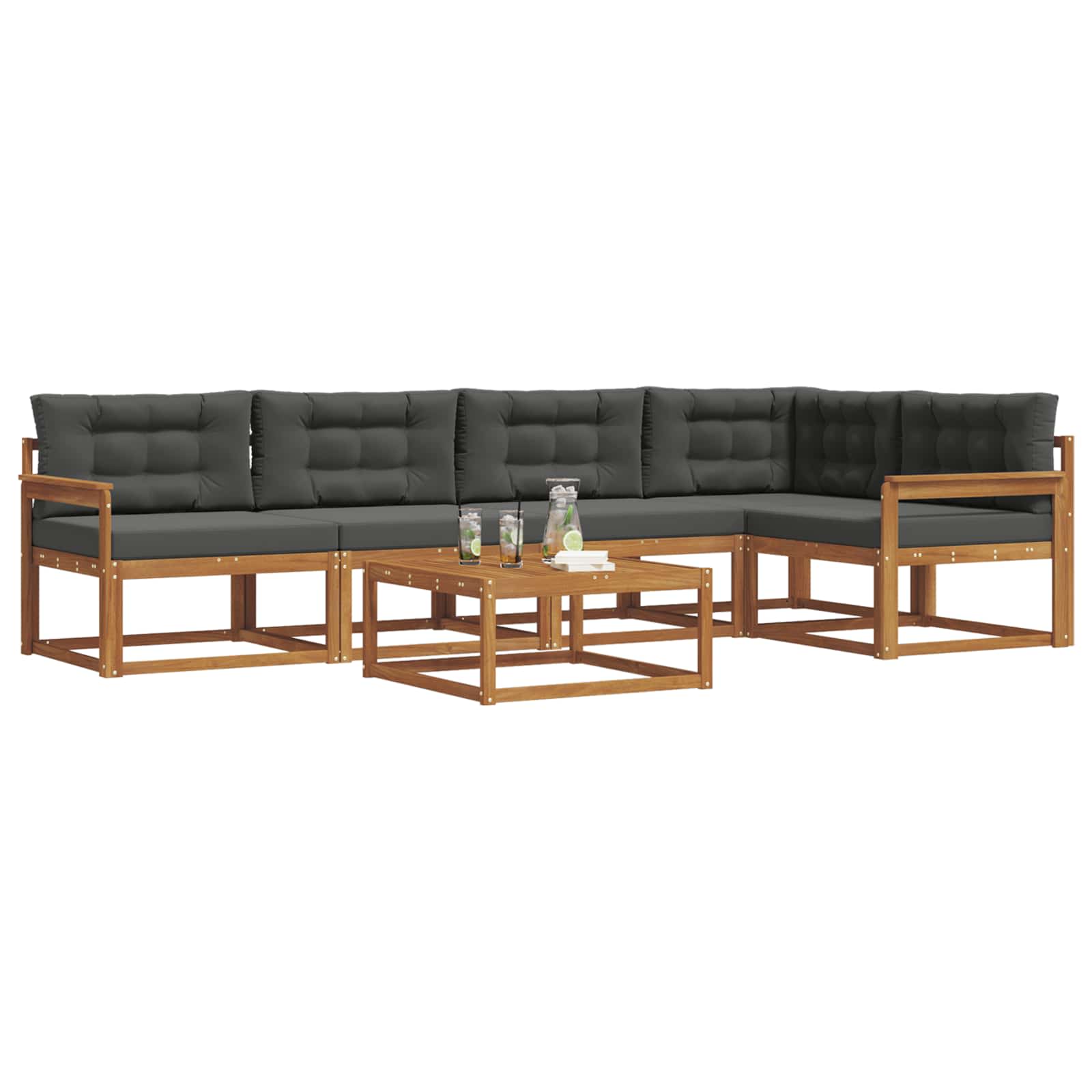 Outdoor-Sofagarnitur mit Kissen 6 pcs Natur und Anthrazit