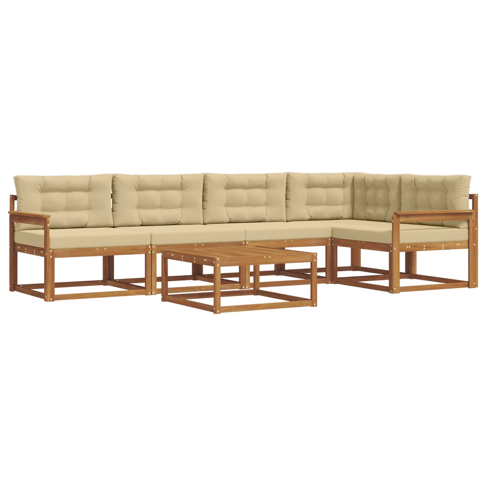 Outdoor-Sofagarnitur mit Kissen 6 pcs Natur und Beige