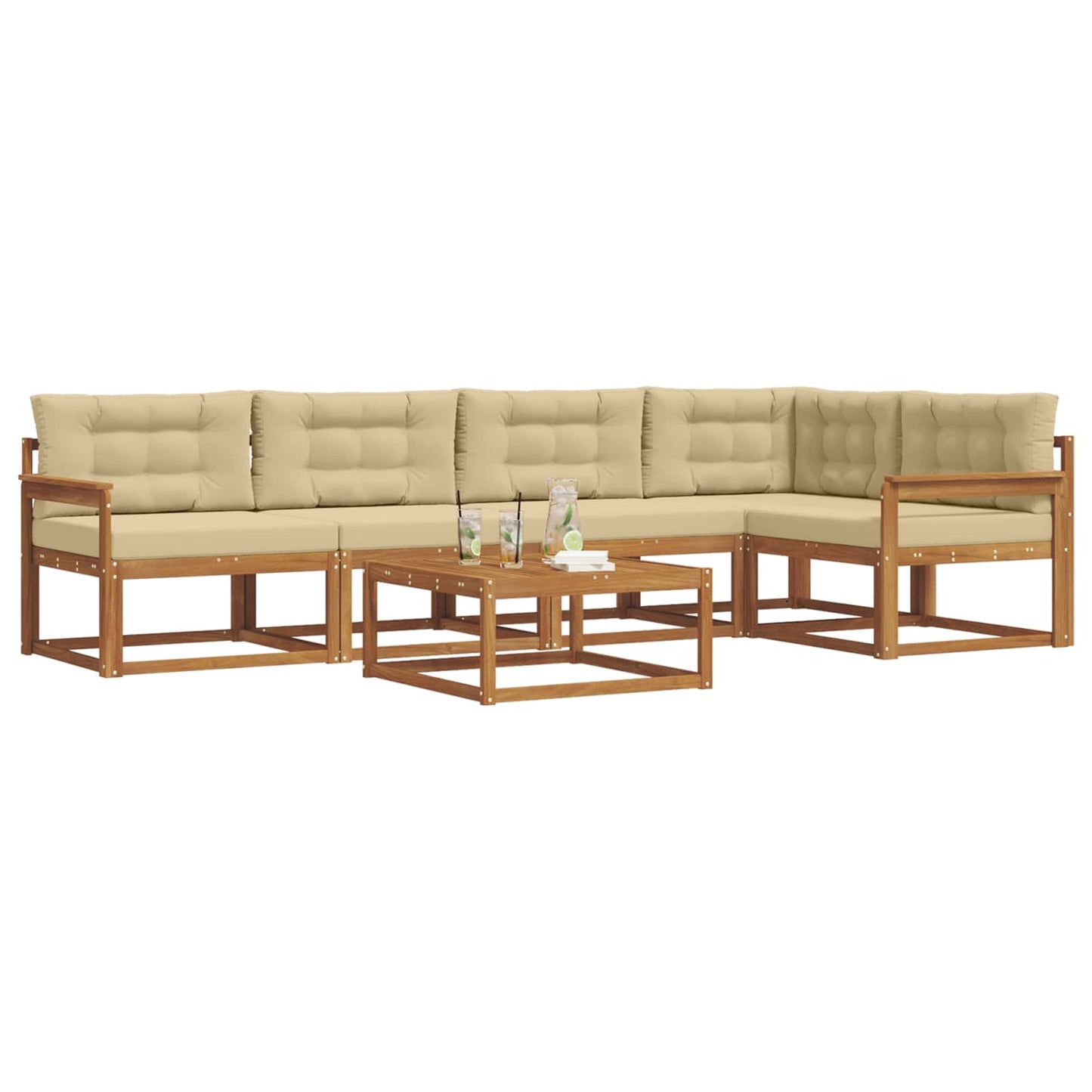 Outdoor-Sofagarnitur mit Kissen 6 pcs Natur und Beige