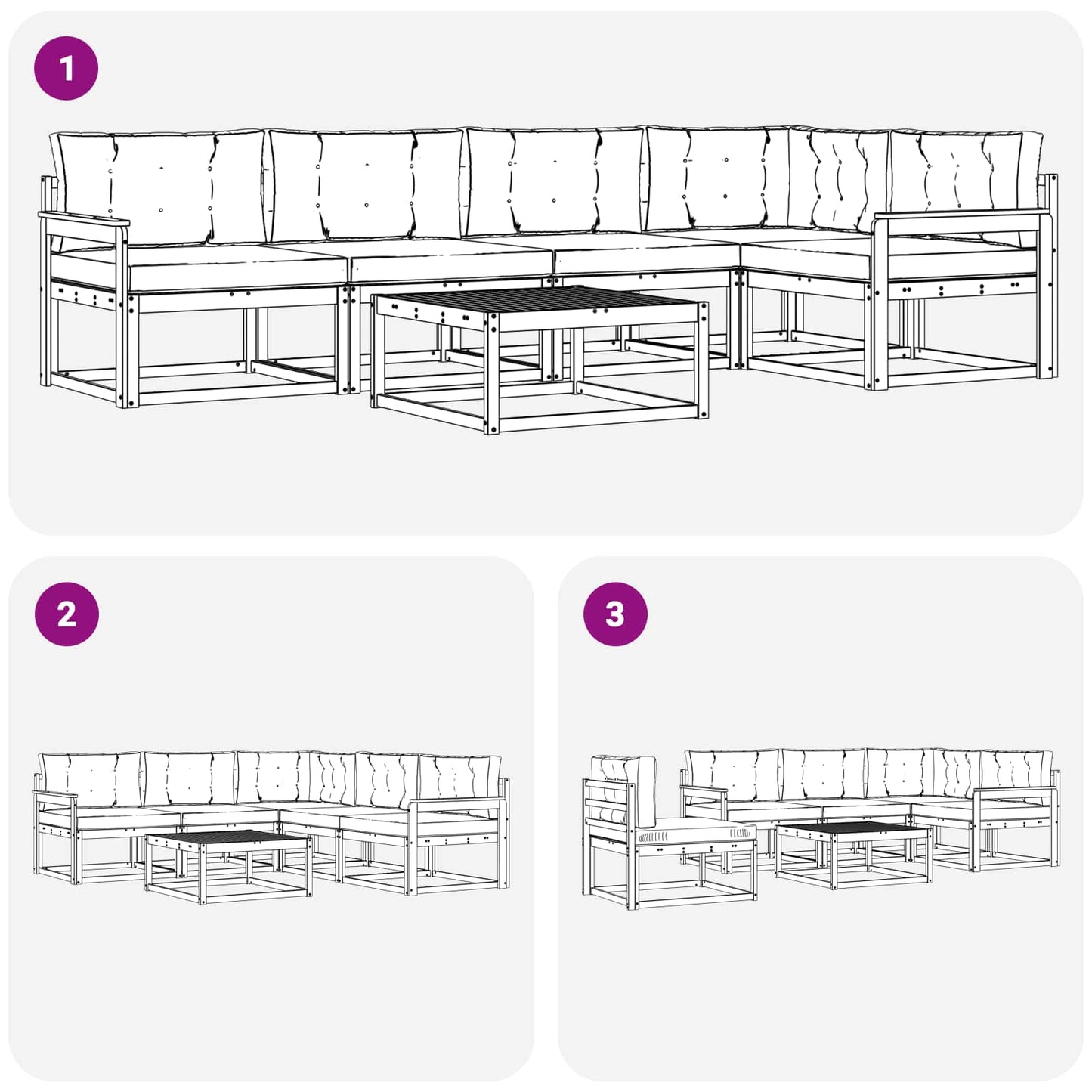 Outdoor-Sofagarnitur mit Kissen 6 pcs Natur und Beige