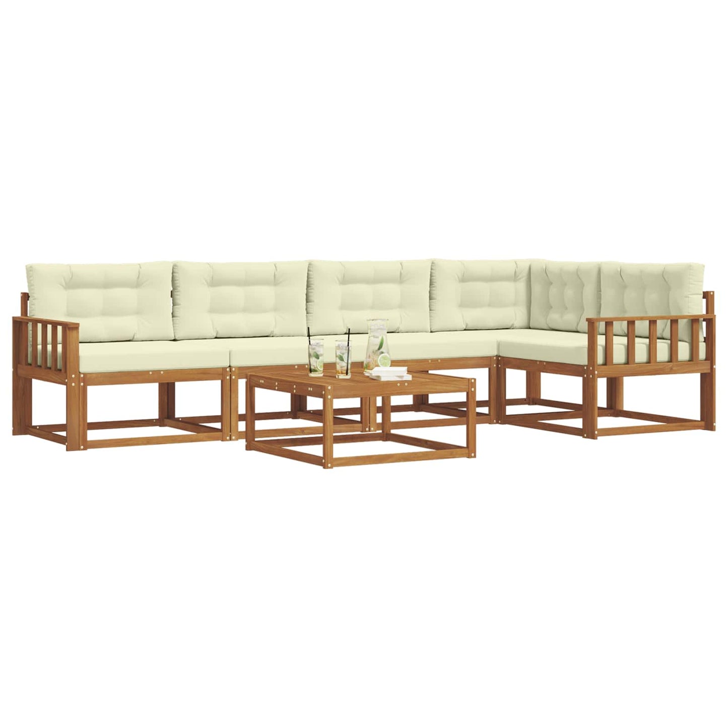Outdoor-Sofagarnitur mit Kissen 6 pcs Natur und Creme