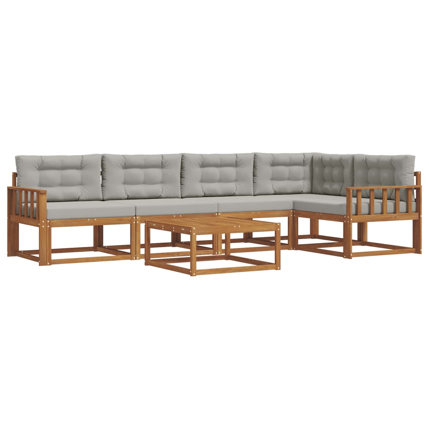 Outdoor-Sofagarnitur mit Kissen 6 pcs Natürlich und Hellgrau