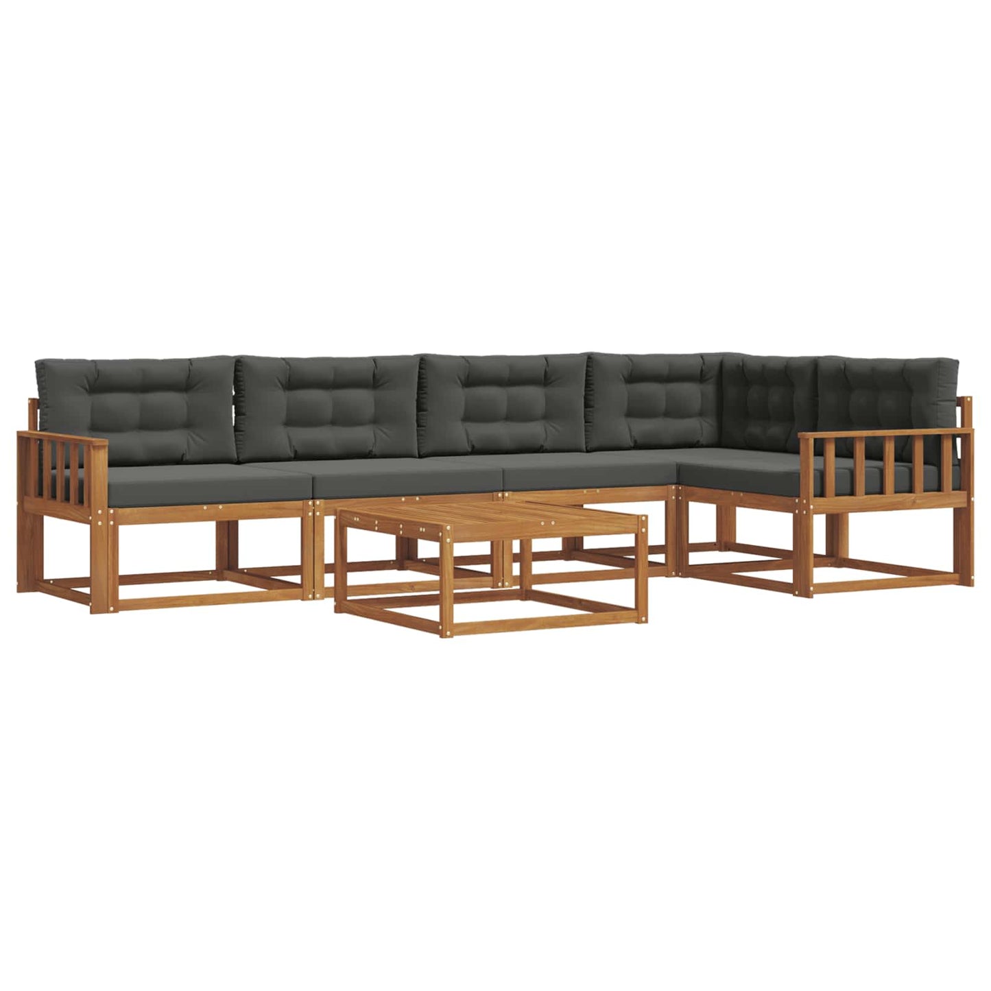 Outdoor-Sofagarnitur mit Kissen 6 pcs Natur und Anthrazit