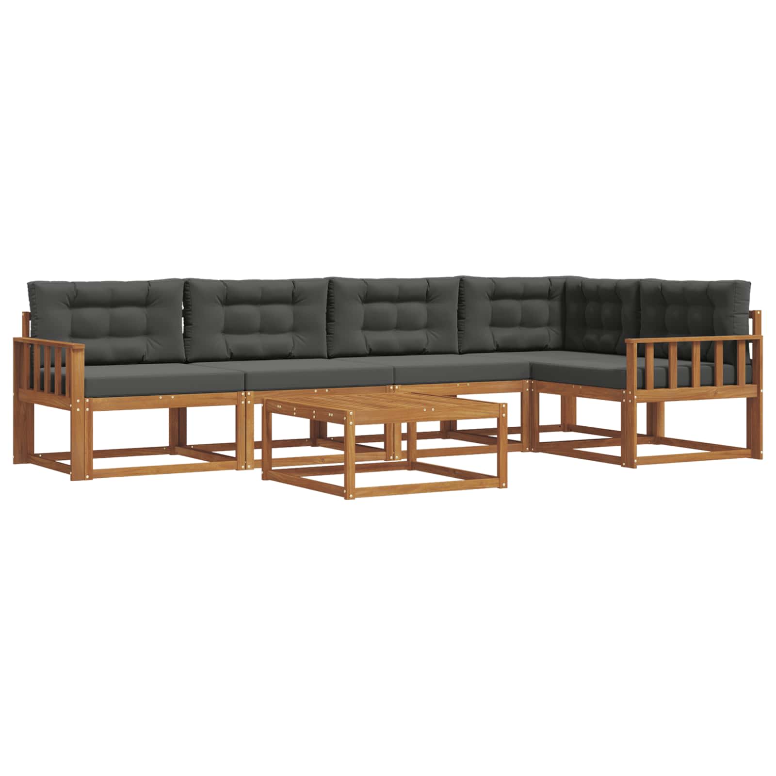 Outdoor-Sofagarnitur mit Kissen 6 pcs Natur und Anthrazit