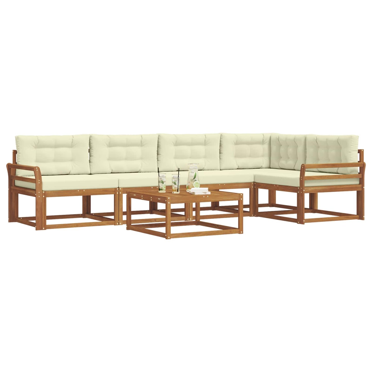 Outdoor-Sofagarnitur mit Kissen 6 pcs Natur und Creme
