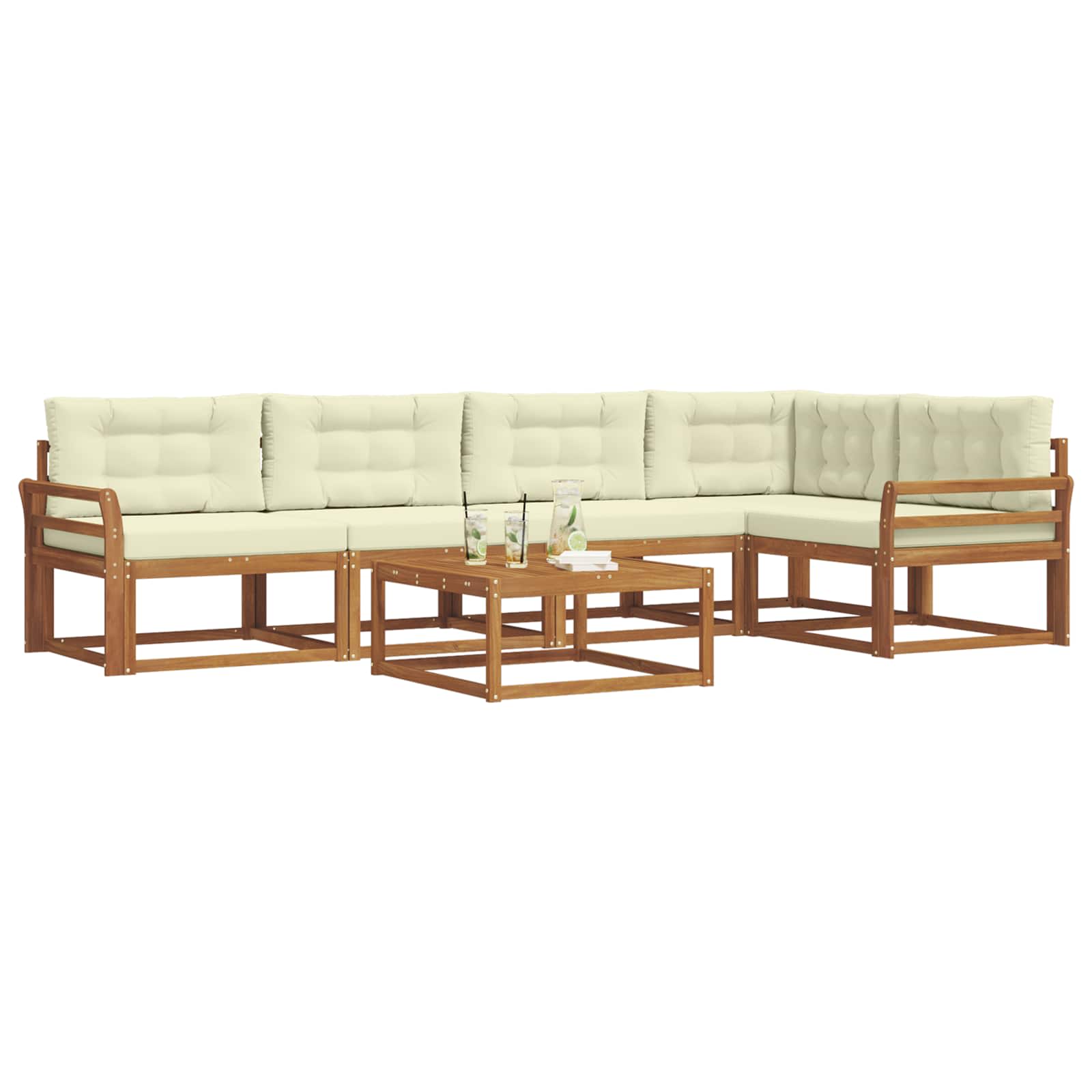 Outdoor-Sofagarnitur mit Kissen 6 pcs Natur und Creme