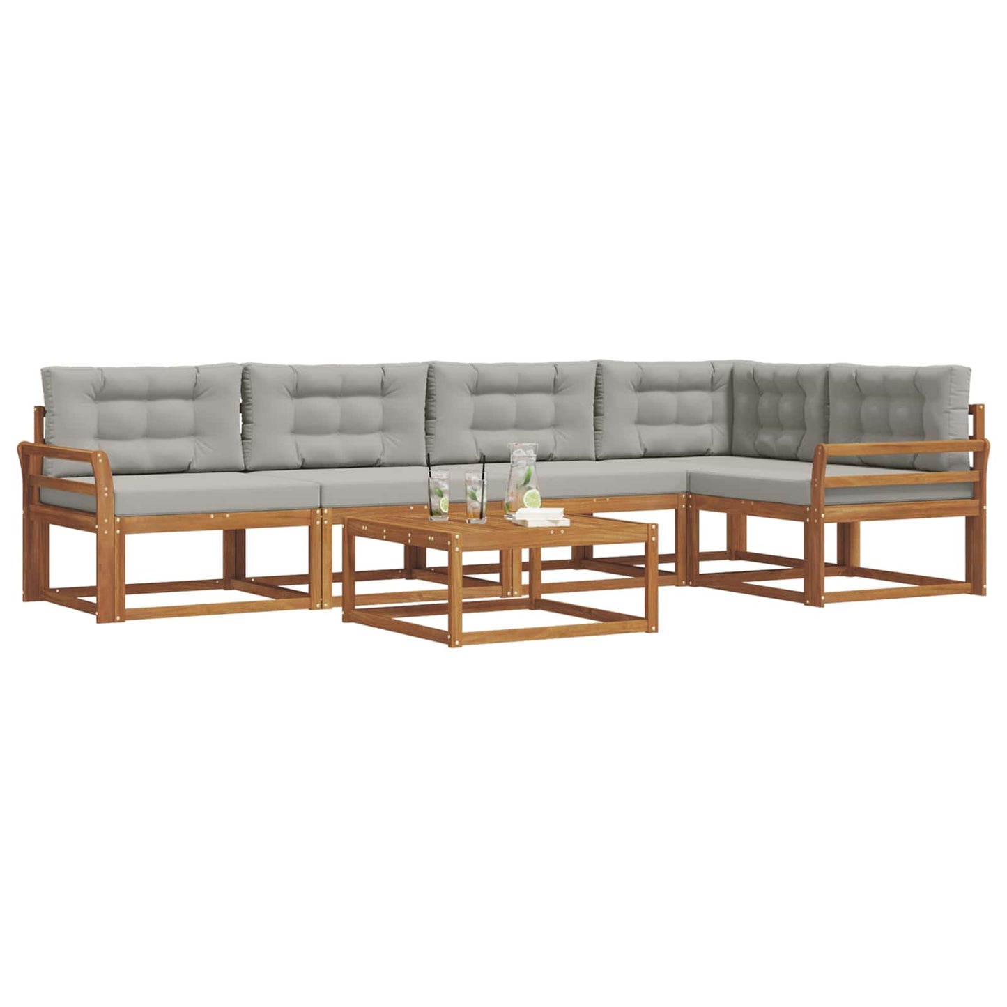 Outdoor-Sofagarnitur mit Kissen 6 pcs Natürlich und Hellgrau